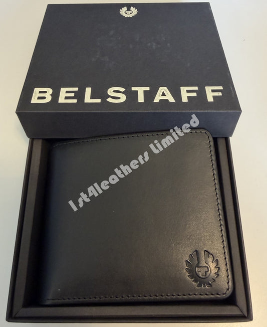 BELSTAFF HANCHURCH ITALIAN LEATHER BIFOLD WALLET BLACK RRP £85 NEW
