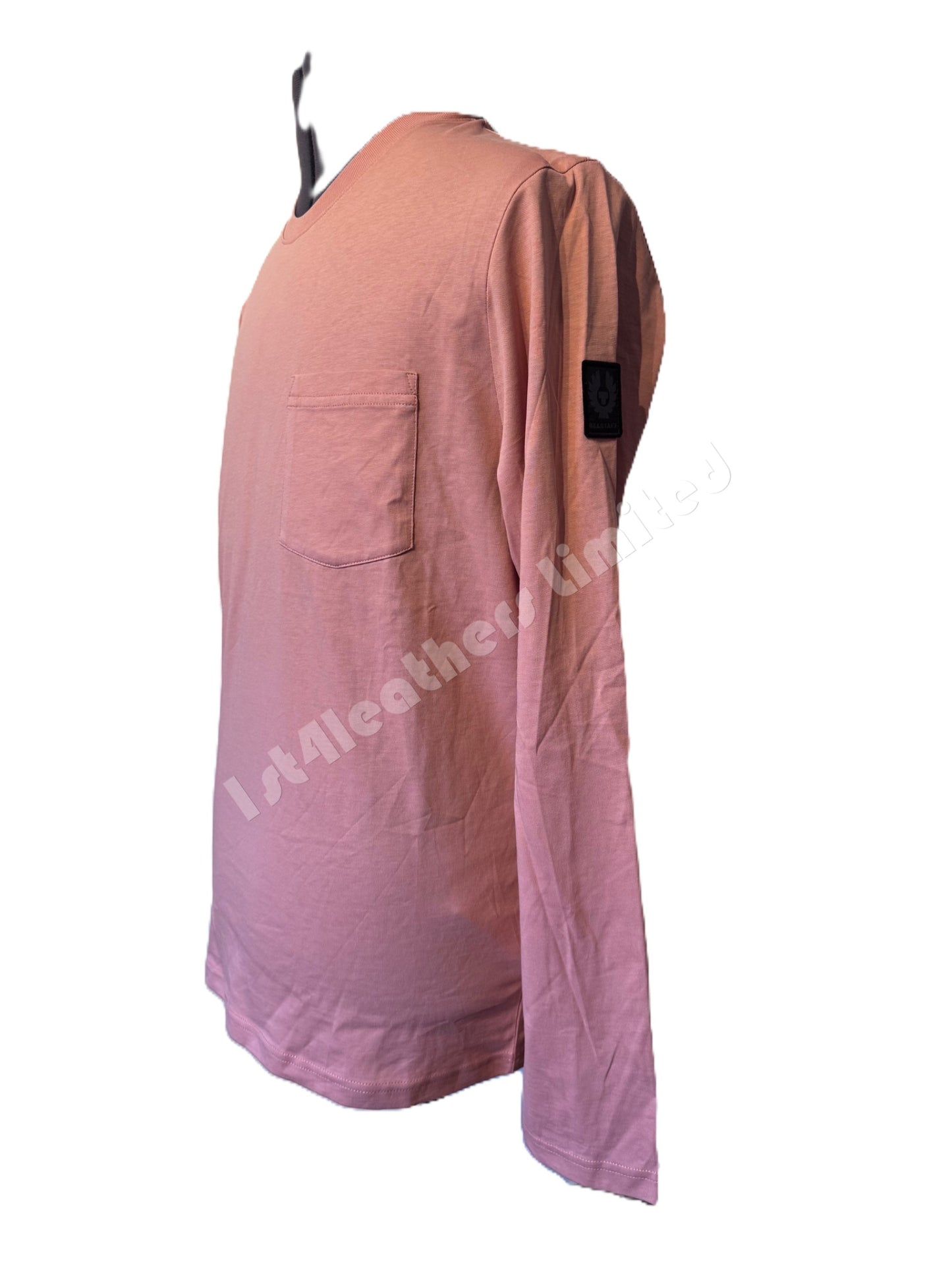 BELSTAFF THOM LONG SLEEVE COTTON POCKET T-SHIRT RUST PINK RRP £75 BNWT