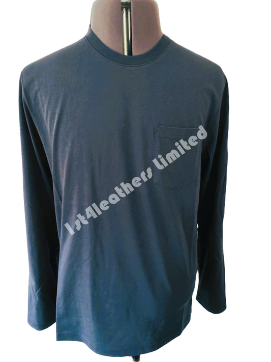 BELSTAFF THOM LONG SLEEVE COTTON POCKET T-SHIRT DEEP NAVY RRP £75 BNWT