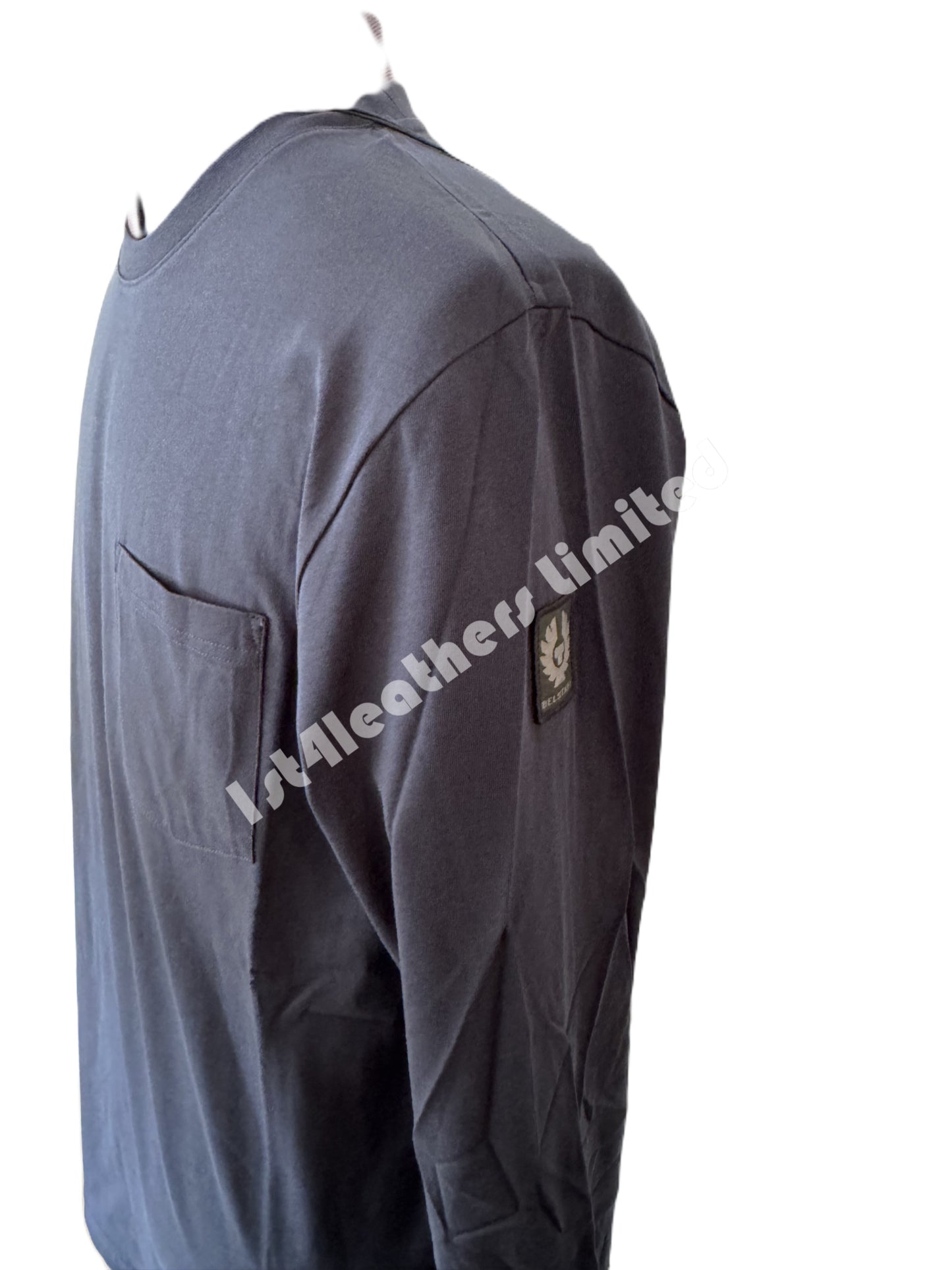 BELSTAFF THOM LONG SLEEVE COTTON POCKET T-SHIRT DEEP NAVY RRP £75 BNWT