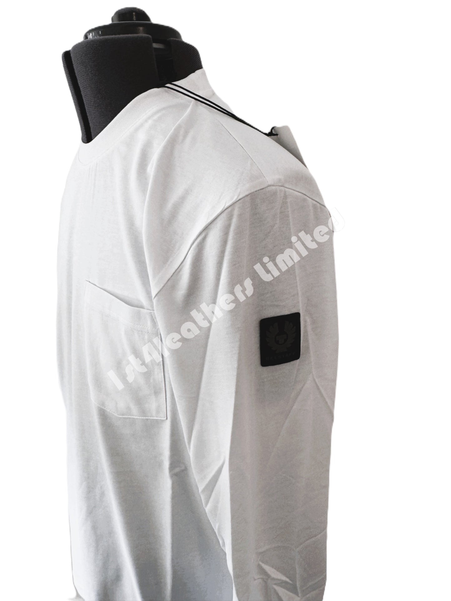 BELSTAFF THOM LONG SLEEVE COTTON POCKET T-SHIRT WHITE RRP £75 BNWT