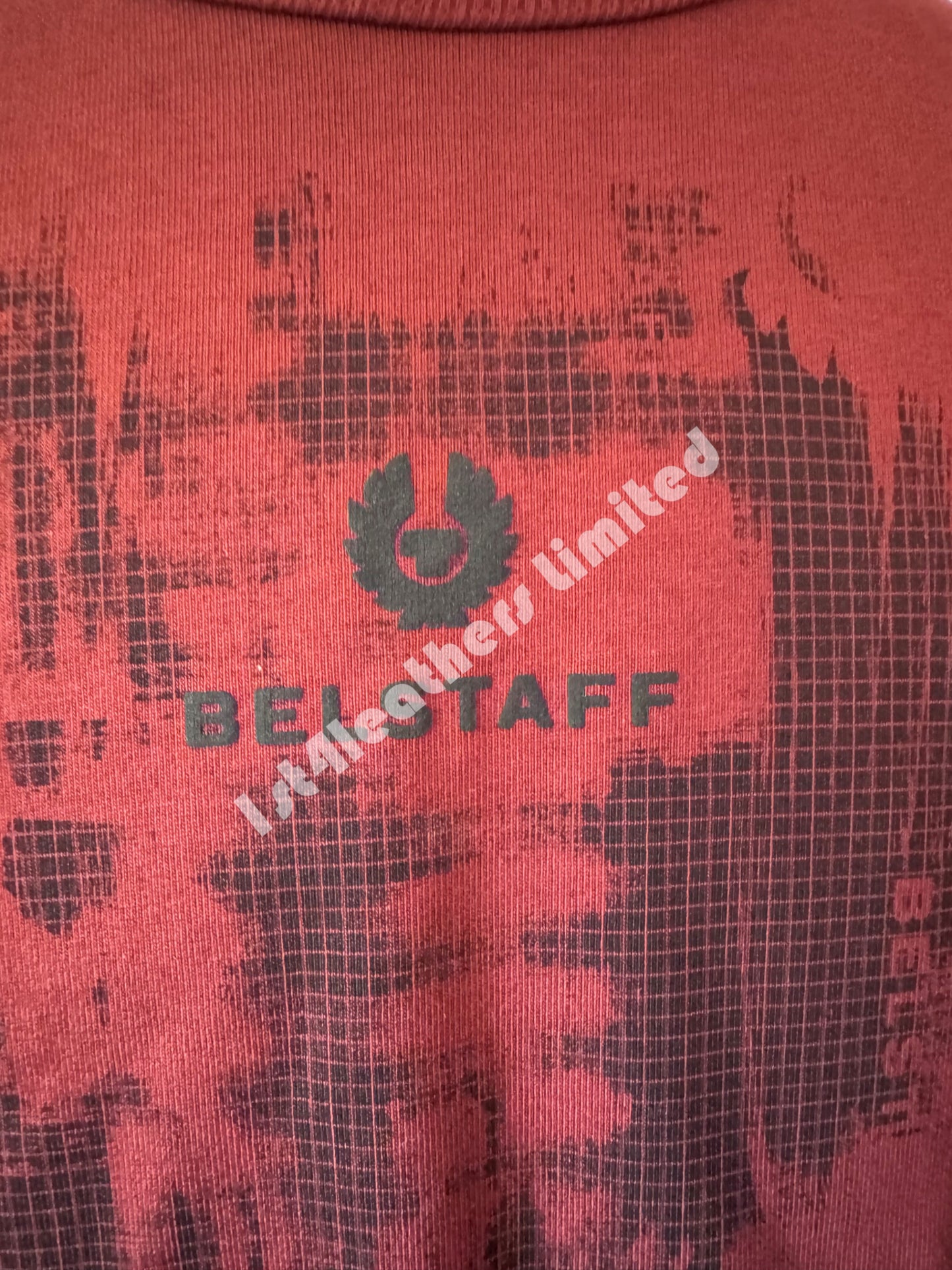 BELSTAFF STAMP GRAPHIC OVERSIZED HEAVY COTTON T-SHIRT IN LAVA RED RRP £85 BNWT