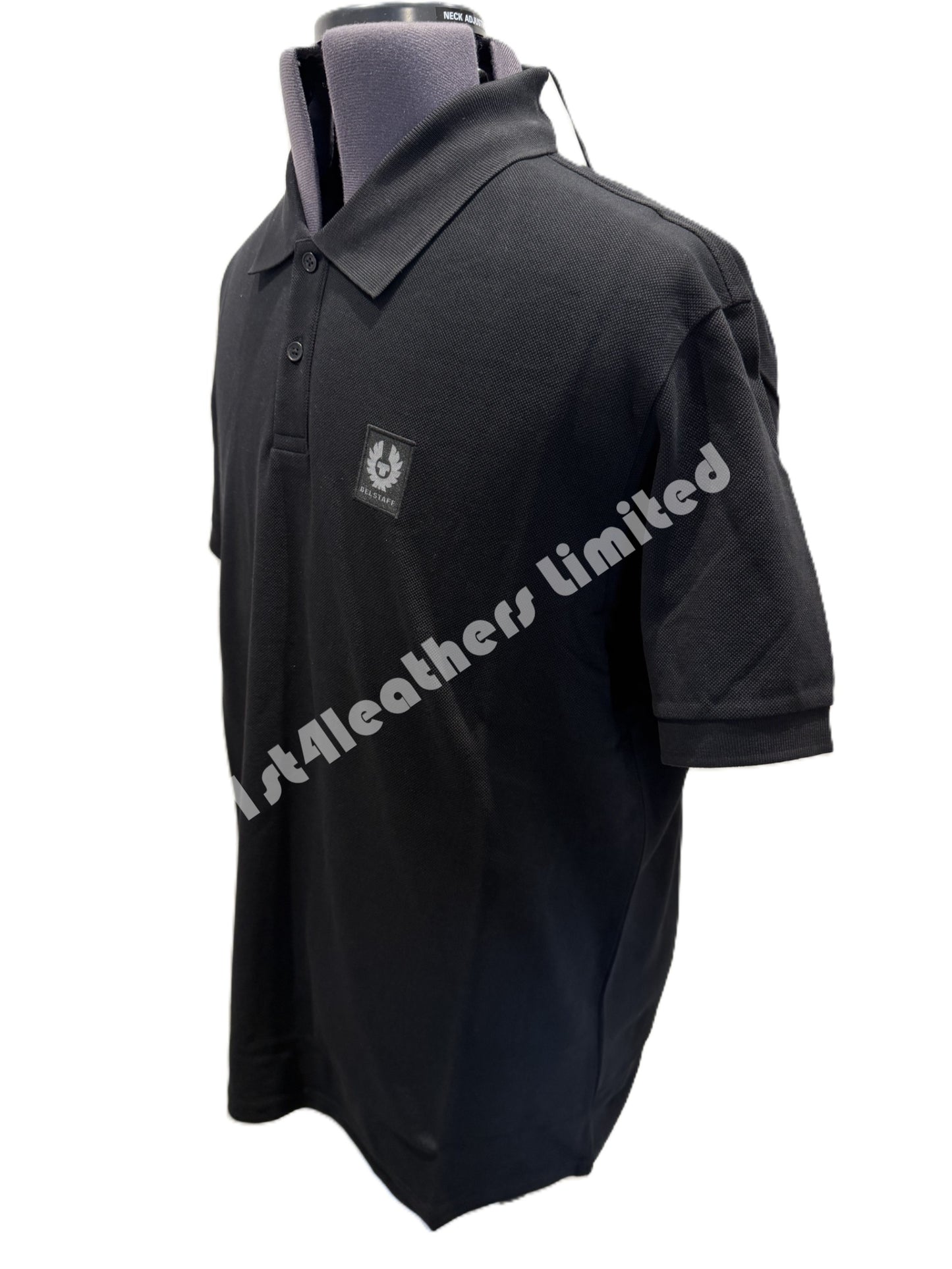 BELSTAFF PHOENIX PATCH PIQUE COTTON POLO SHIRT BLACK RRP £95 BNWT