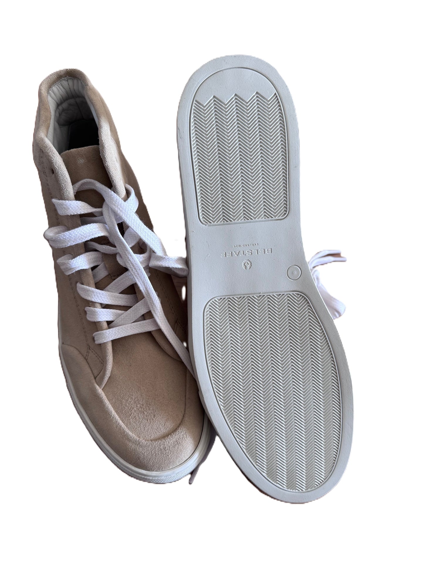BELSTAFF RALLY HIGH TOP SUEDE LEATHER TRAINERS SNEAKERS FAWN UK 11 RRP £275 BNIB
