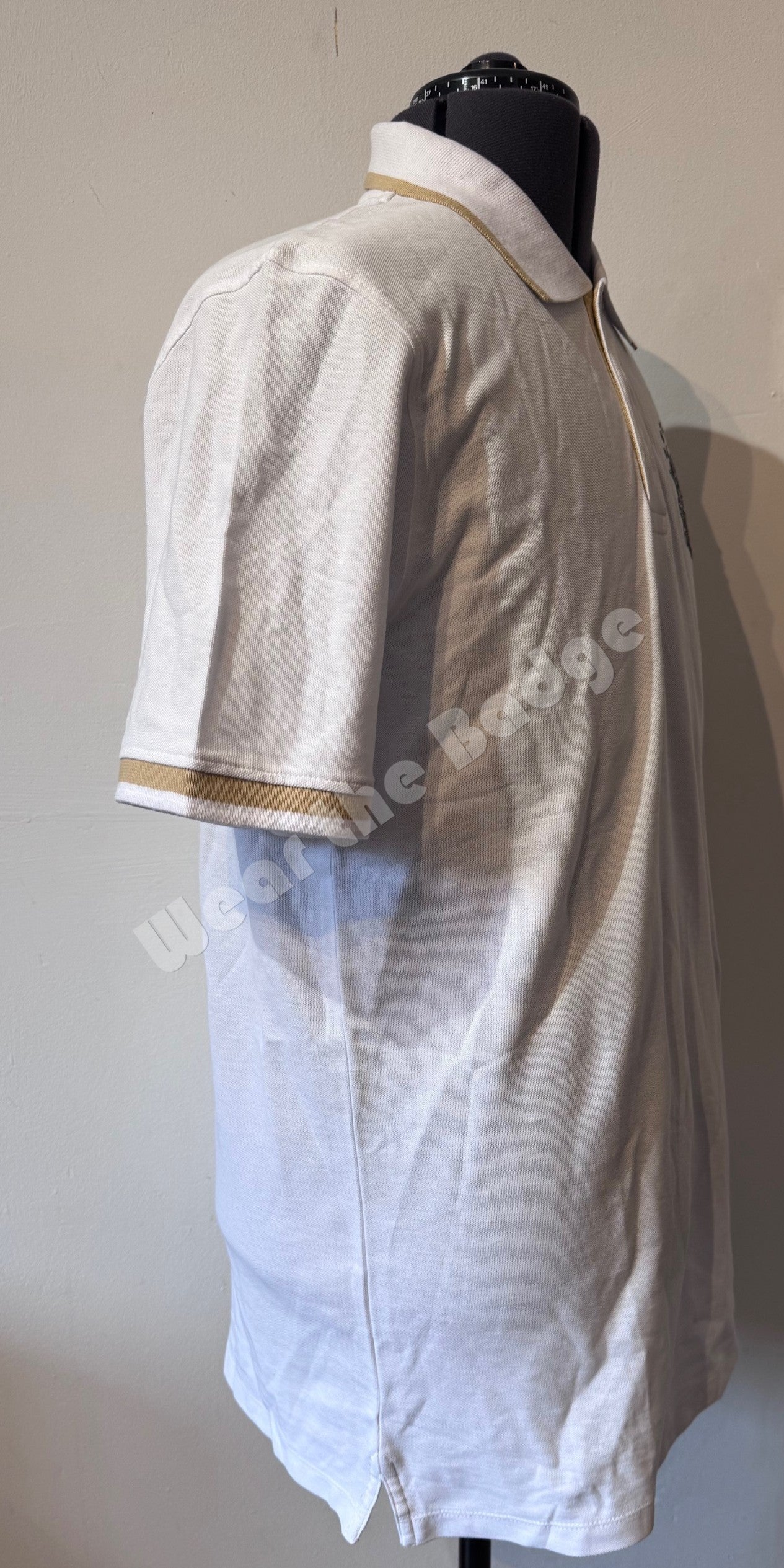 AQUASCUTUM PIQUE COTTON CREST LOGO POLO SHIRT WHITE 2XL RRP £110 BNWT