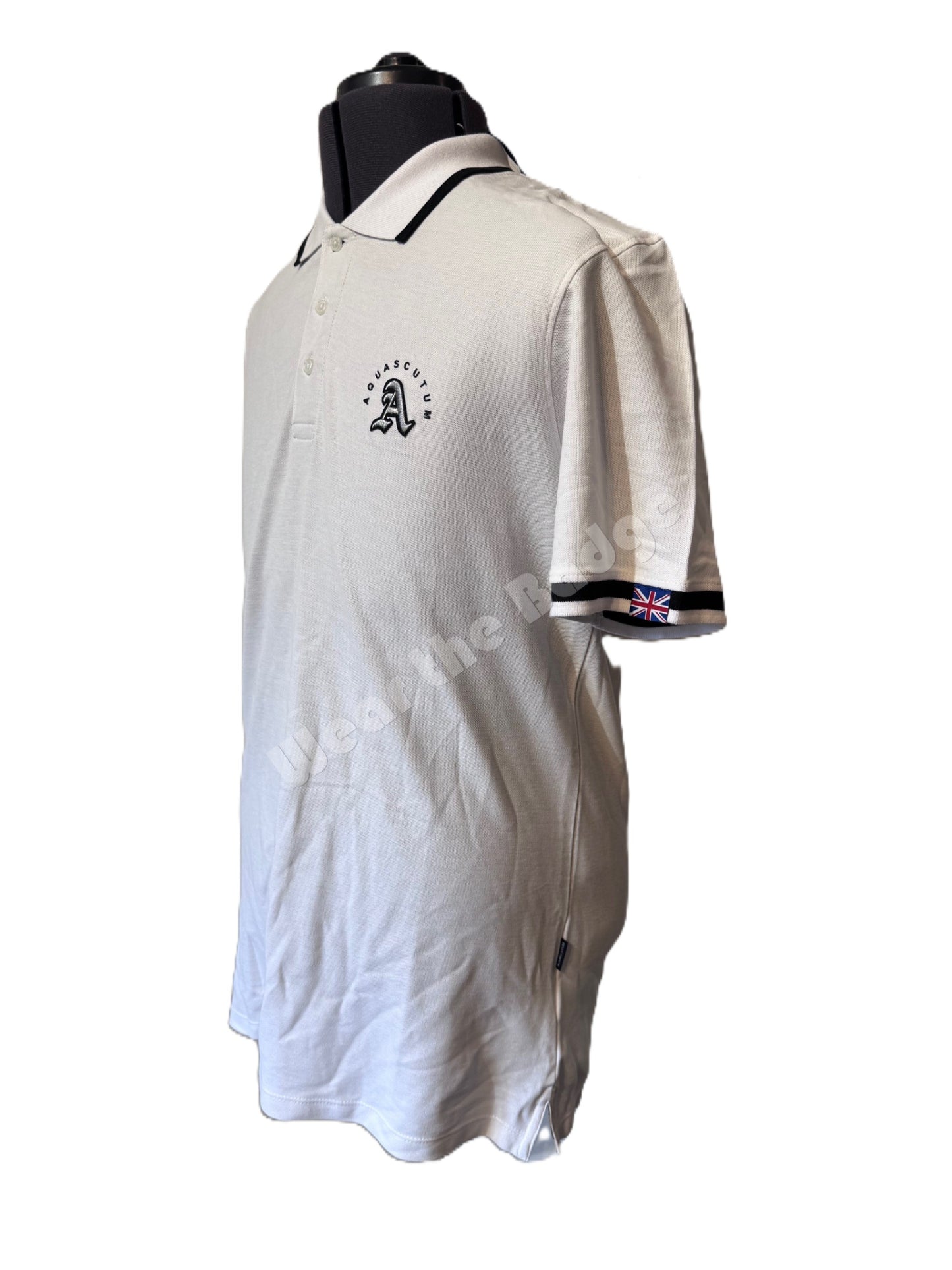 AQUASCUTUM PIQUE COTTON BADGE LOGO POLO SHIRT WHITE 2XL RRP £110 BNWT