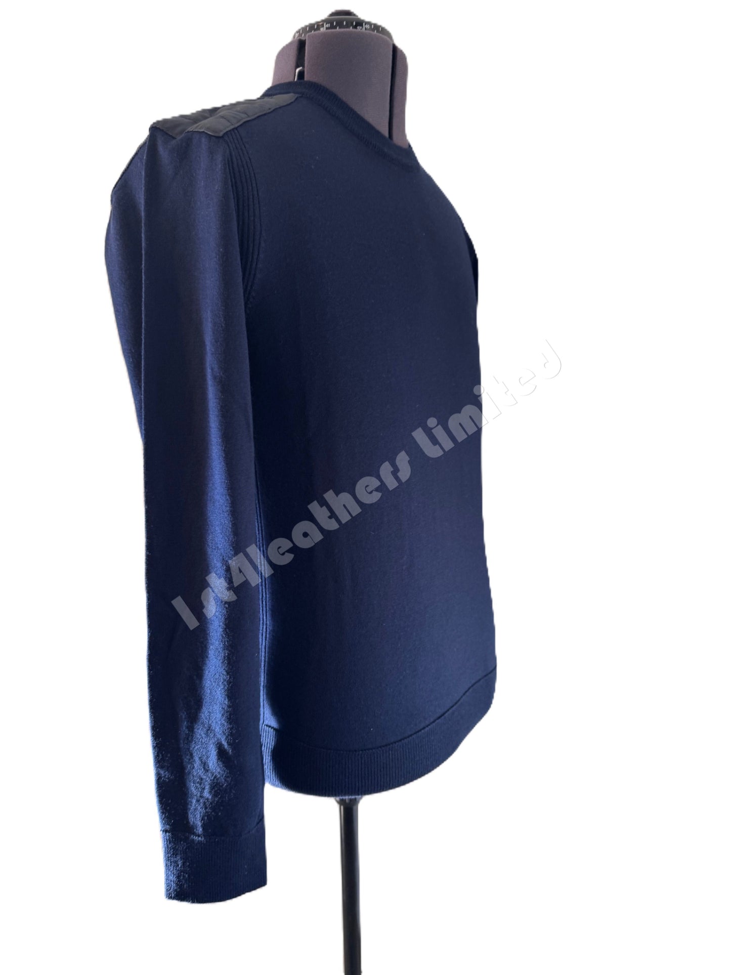 BELSTAFF KERRIGAN CREW NECK MERINO WOOL JUMPER WASHED NAVY RRP £175 BNWT