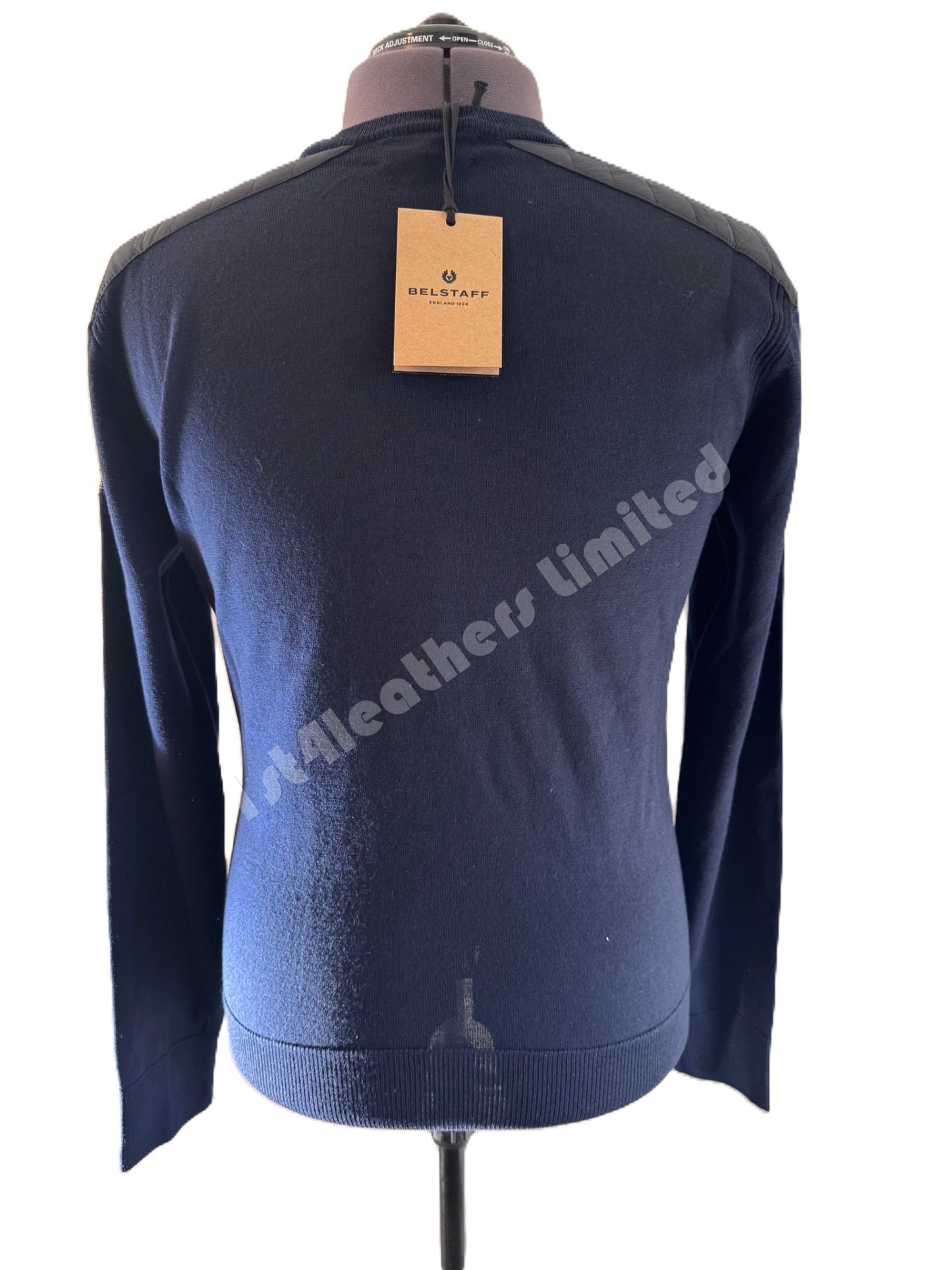 BELSTAFF KERRIGAN CREW NECK MERINO WOOL JUMPER WASHED NAVY RRP £175 BNWT