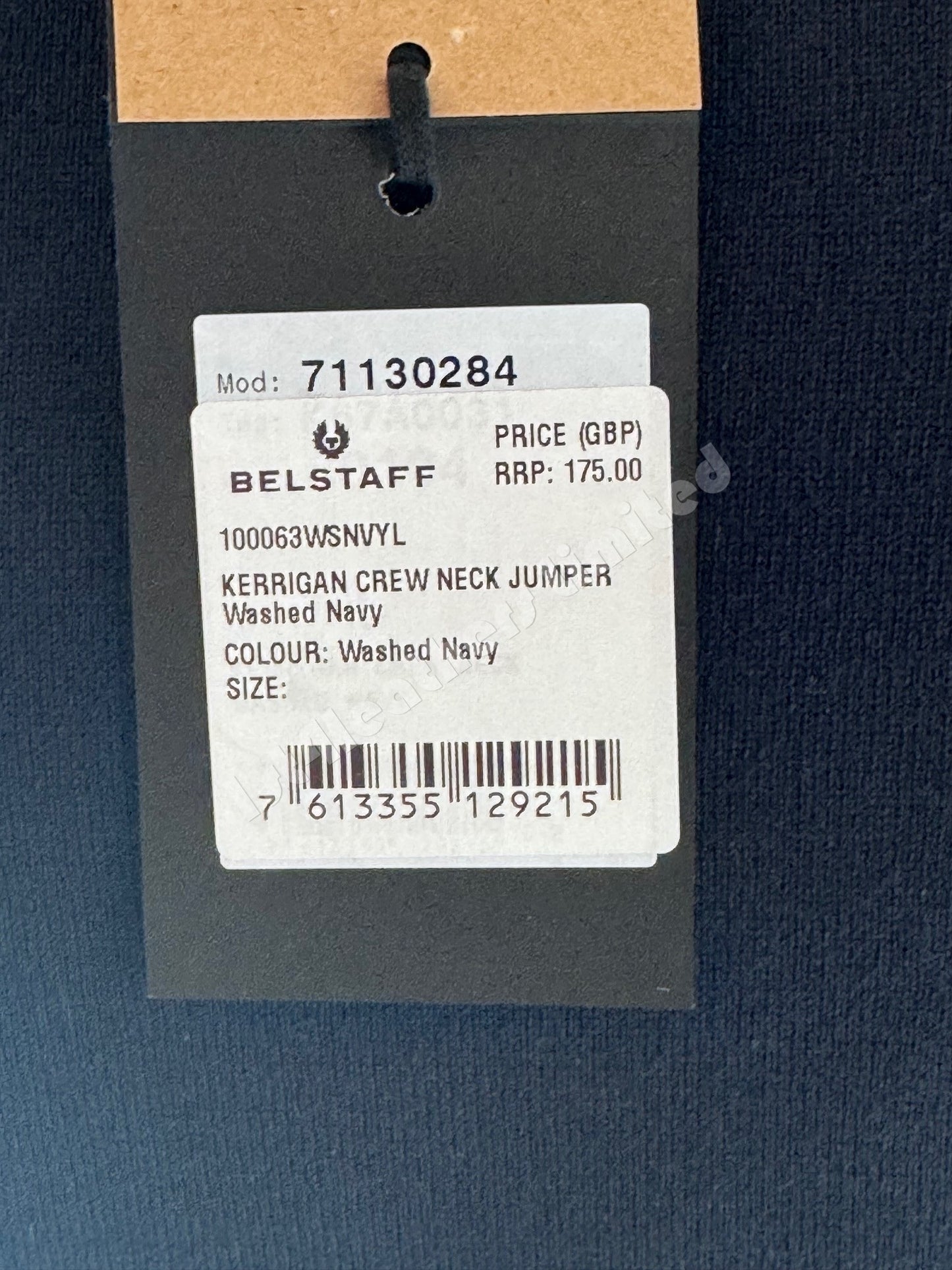 BELSTAFF KERRIGAN CREW NECK MERINO WOOL JUMPER WASHED NAVY RRP £175 BNWT