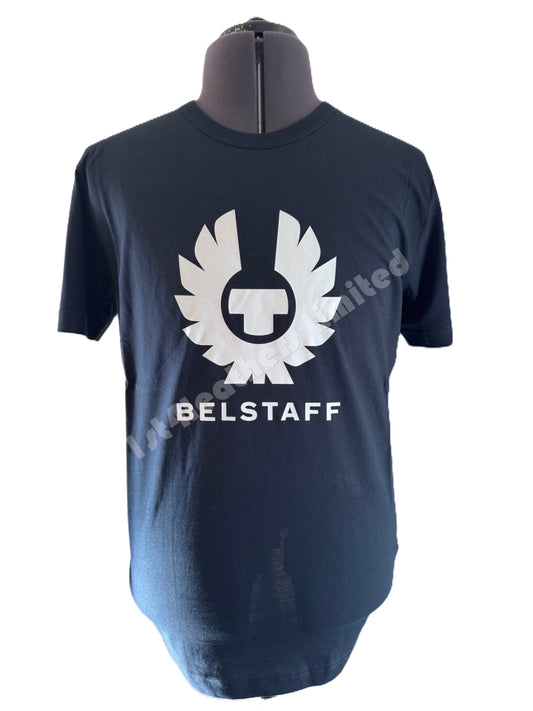 BELSTAFF PHOENIX LOGO COTTON T-SHIRT DARK INK & WHITE RRP £60 BNWT