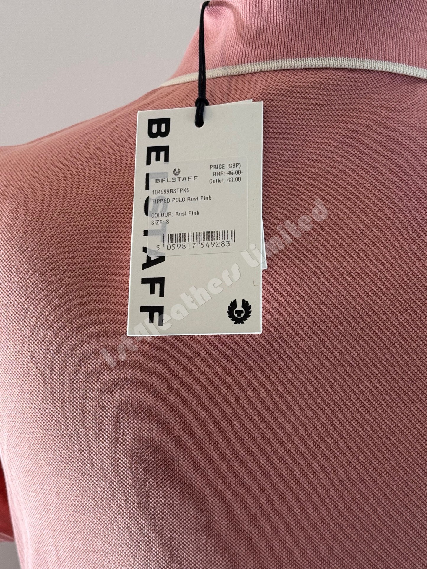 BELSTAFF TIPPED PIQUE COTTON POLO SHIRT RUST PINK SMALL RRP £110 BNWT