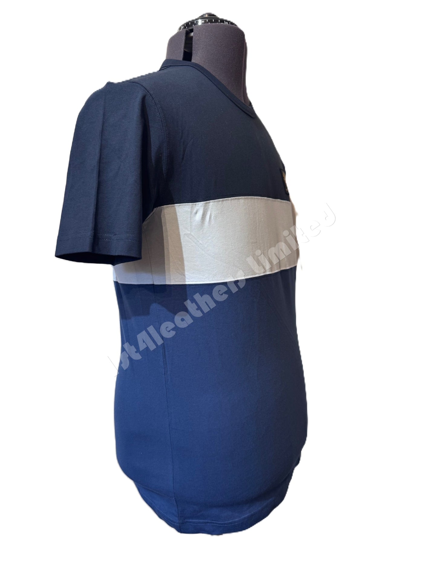 BELSTAFF COLOUR BLOCK COTTON T-SHIRT IN 3 SHADES OF BLUE M RRP £99 BNWT