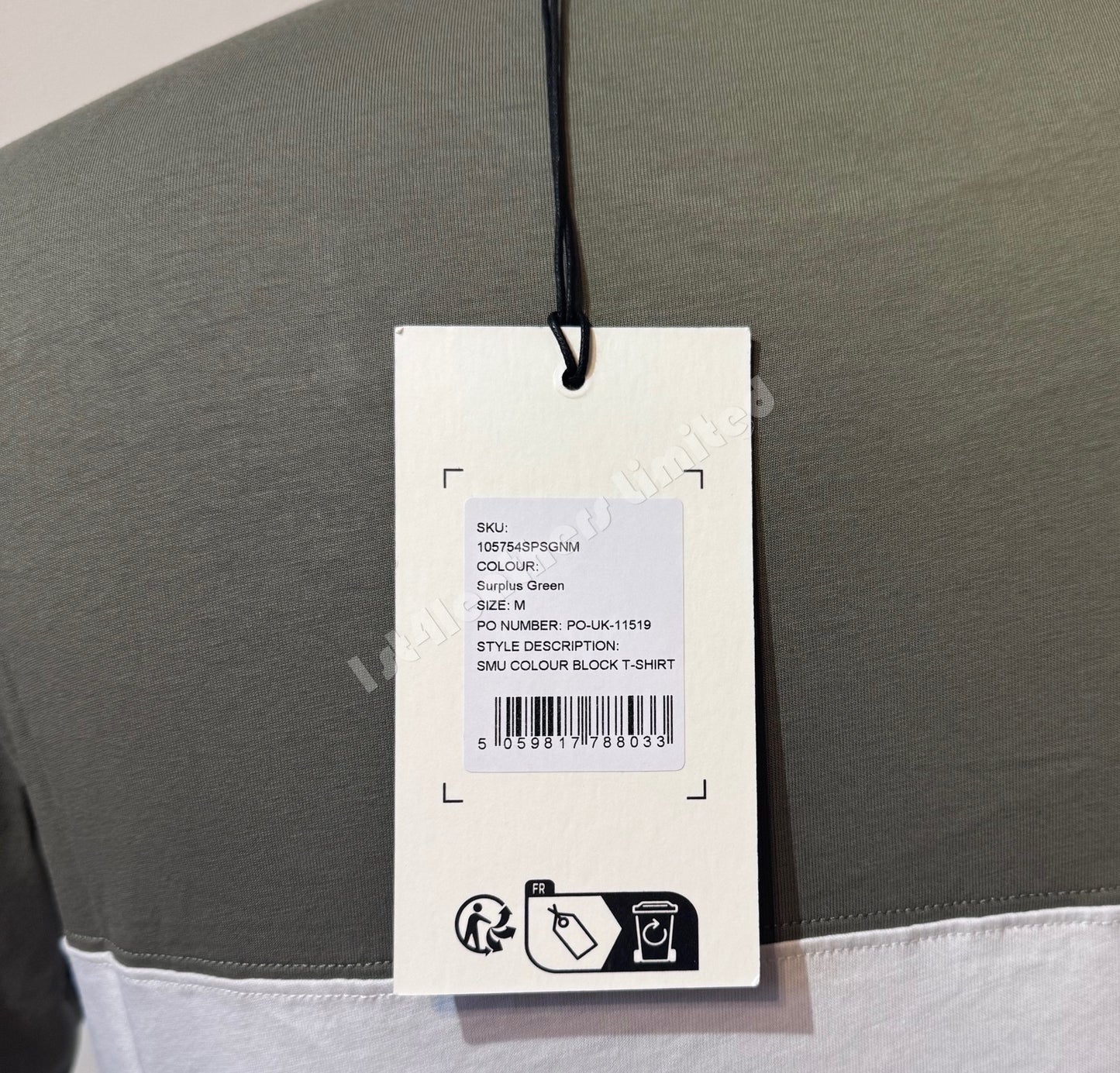 BELSTAFF COLOUR BLOCK COTTON T-SHIRT IN SURPLUS GREEN WHITE & PUMICE M RRP £99 BNWT