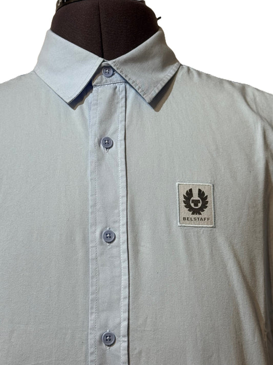 BELSTAFF SMU SHORT SLEEVE COTTON SHIRT SKY BLUE MEDIUM RRP £120 BNWT