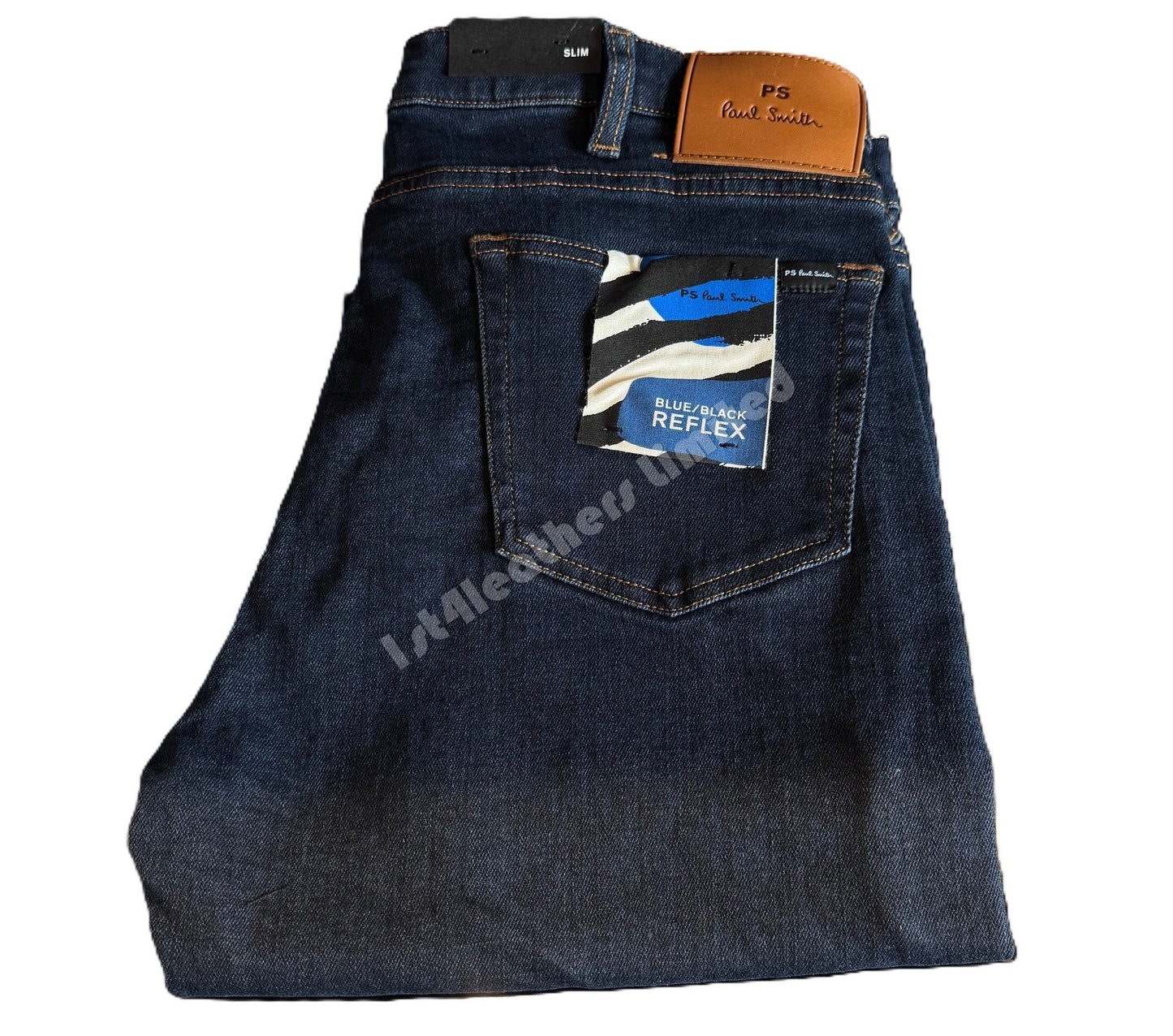 PAUL SMITH PS BLUE/BLACK REFLEX SLIM STRETCH JEANS 32 REG DARK BLUE RRP £155 NEW