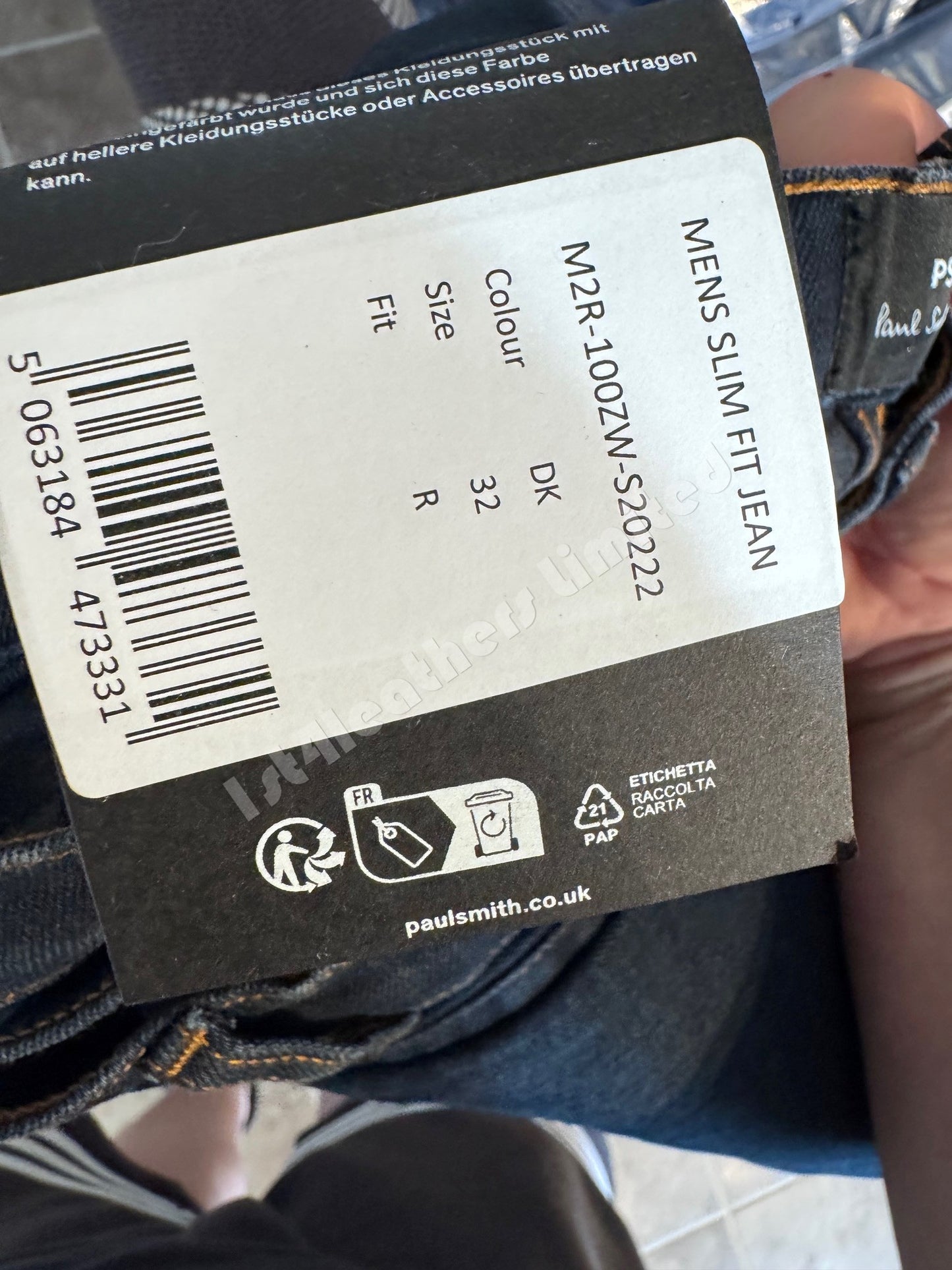 PAUL SMITH PS BLUE/BLACK REFLEX SLIM STRETCH JEANS 32 REG DARK BLUE RRP £155 NEW