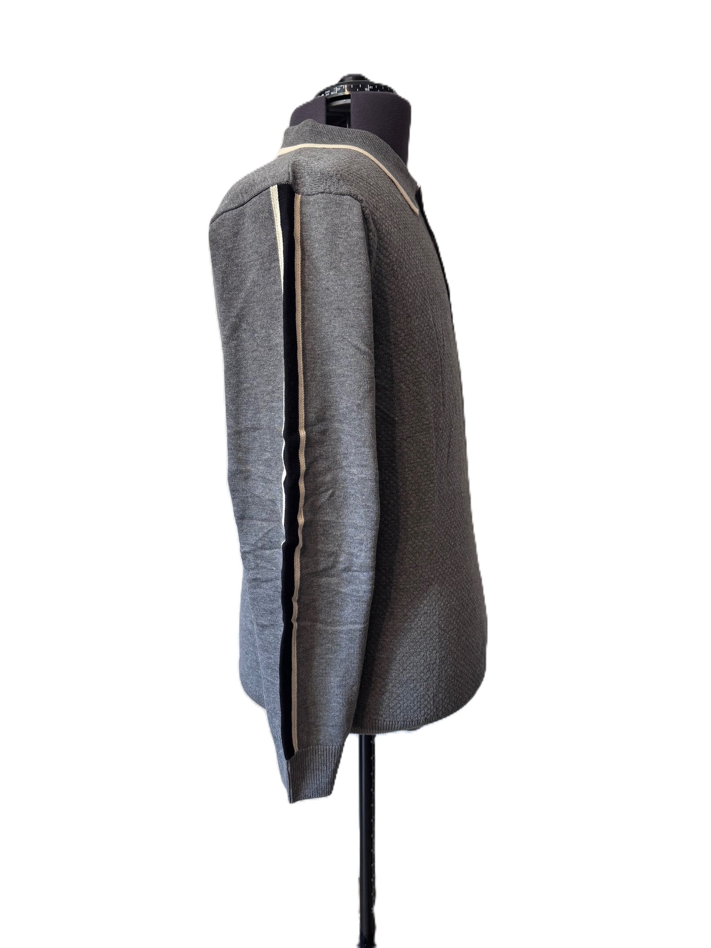 GABICCI VINTAGE ORLANDO LONG SLEEVE COTTON POLO SHIRT JUMPER GREY RRP £75