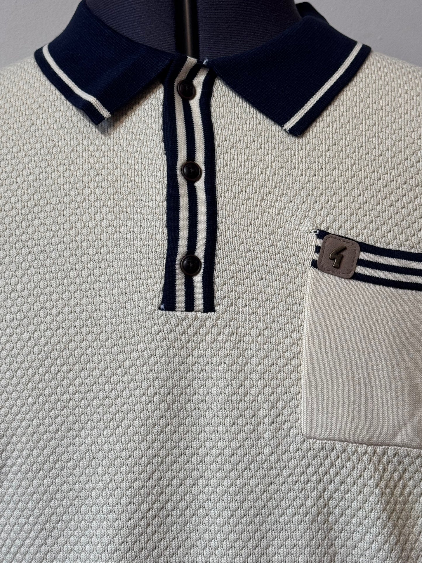 GABICCI VINTAGE CRUISE LONG SLEEVE COTTON POLO SHIRT JUMPER PORT OAT YELLOW 2XL RRP £75