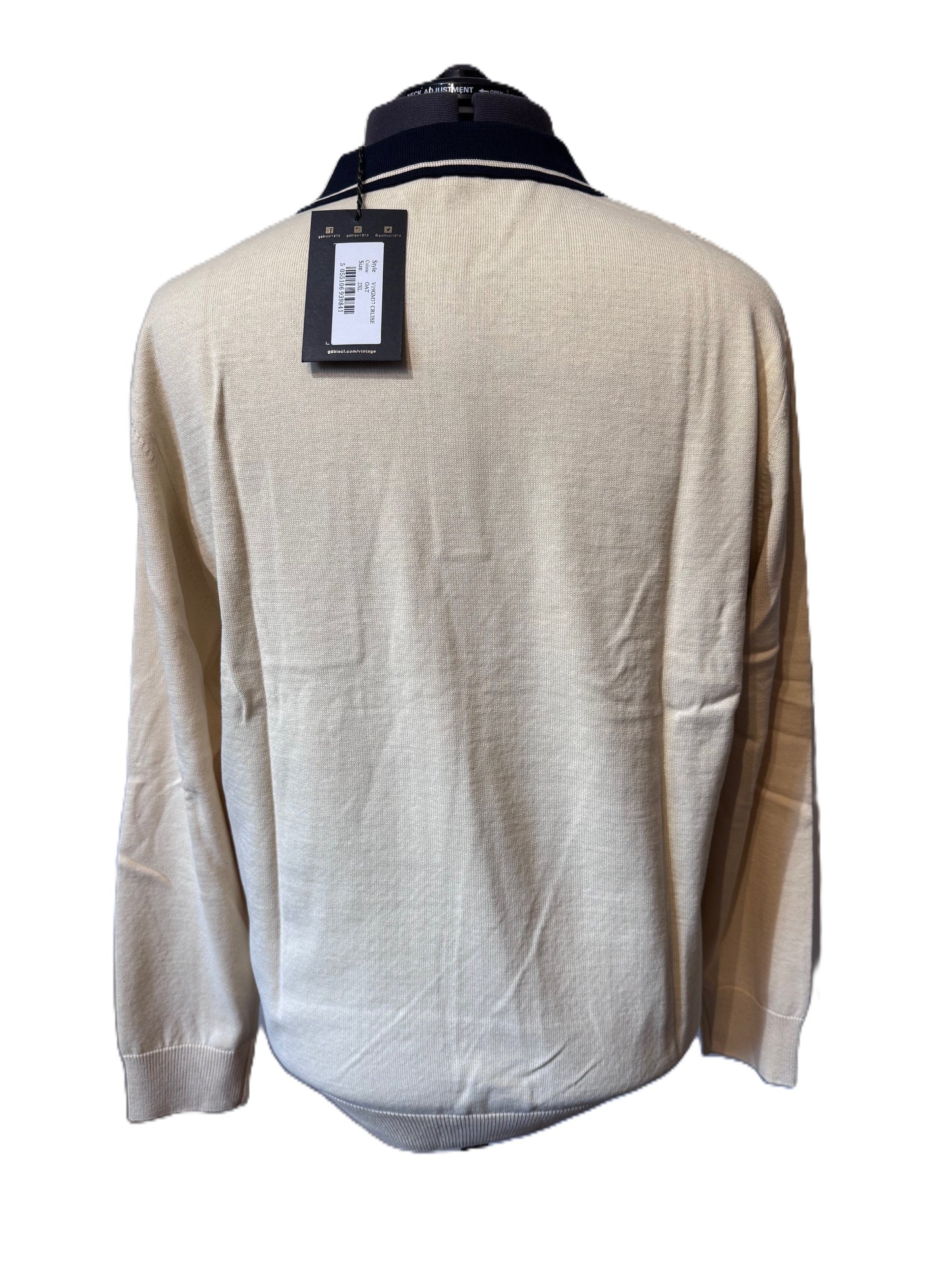 GABICCI VINTAGE CRUISE LONG SLEEVE COTTON POLO SHIRT JUMPER PORT OAT YELLOW 2XL RRP £75