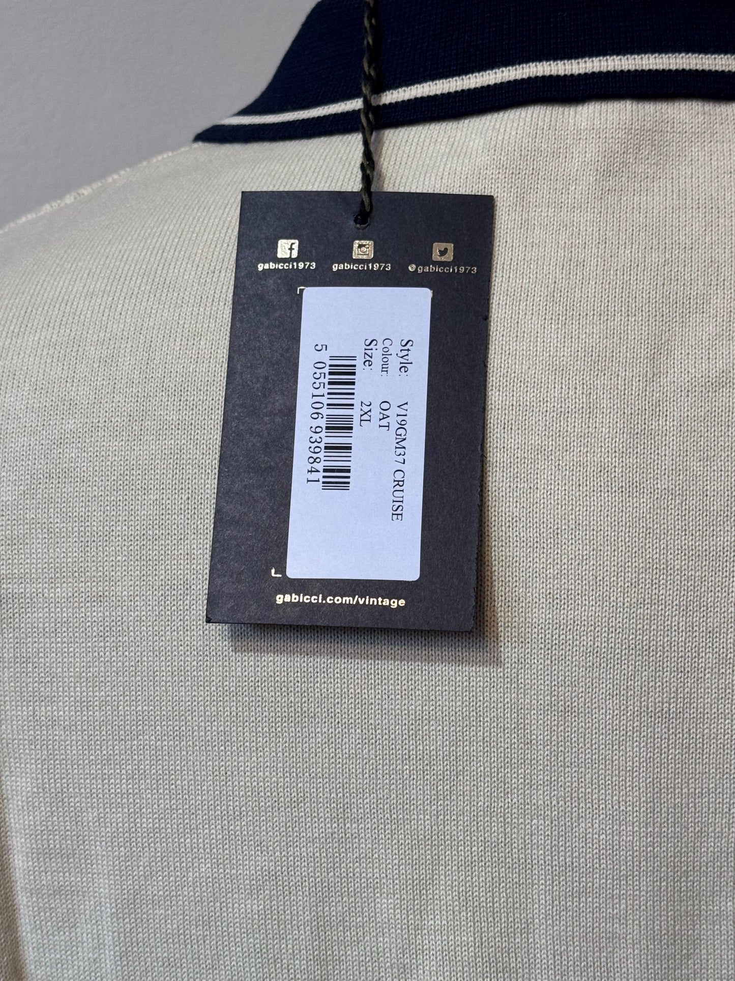 GABICCI VINTAGE CRUISE LONG SLEEVE COTTON POLO SHIRT JUMPER PORT OAT YELLOW 2XL RRP £75