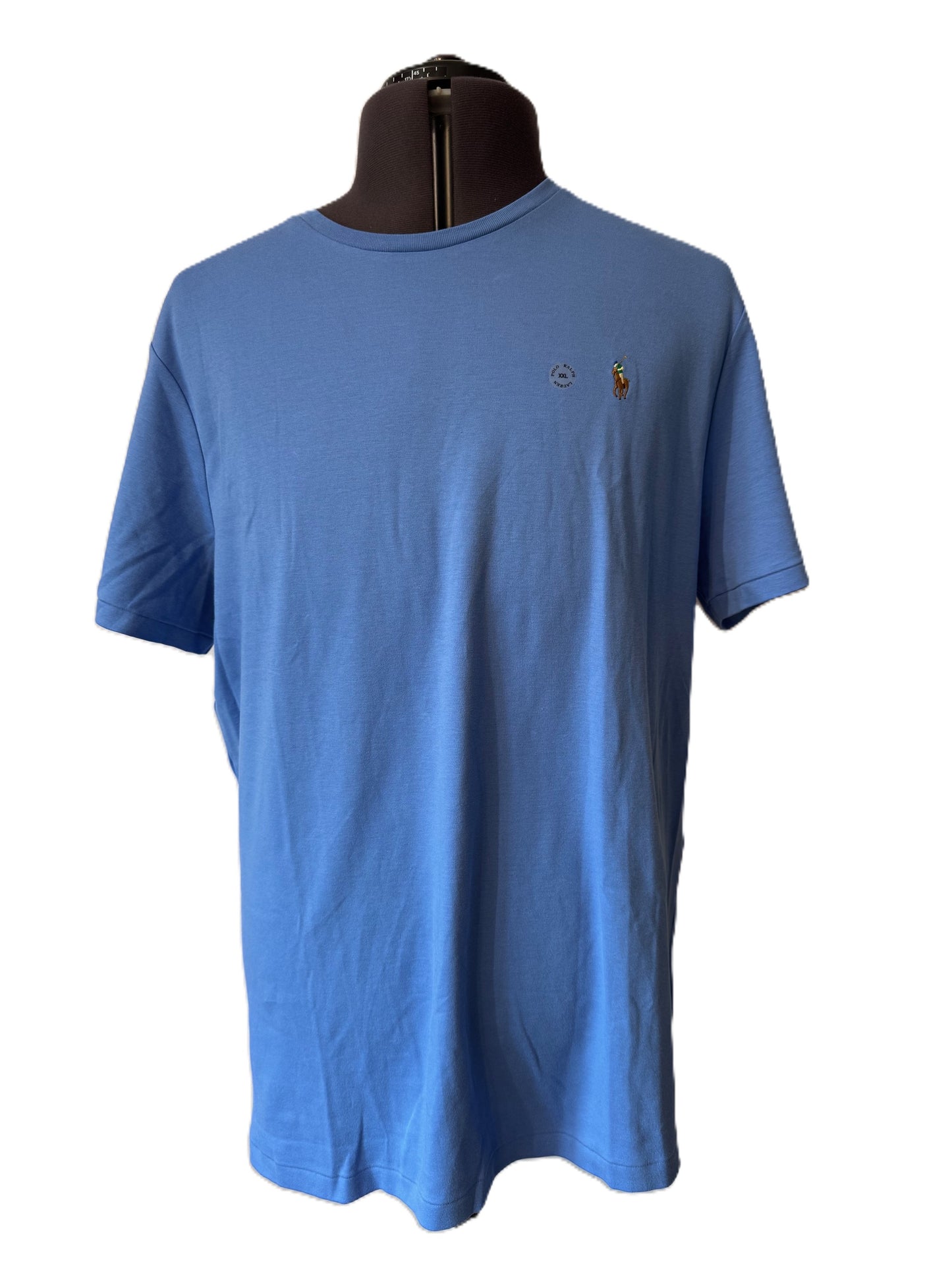 POLO RALPH LAUREN CUSTOM SLIM FIT COTTON T-SHIRT SUMMER BLUE 2XL RRP £70 BNWT