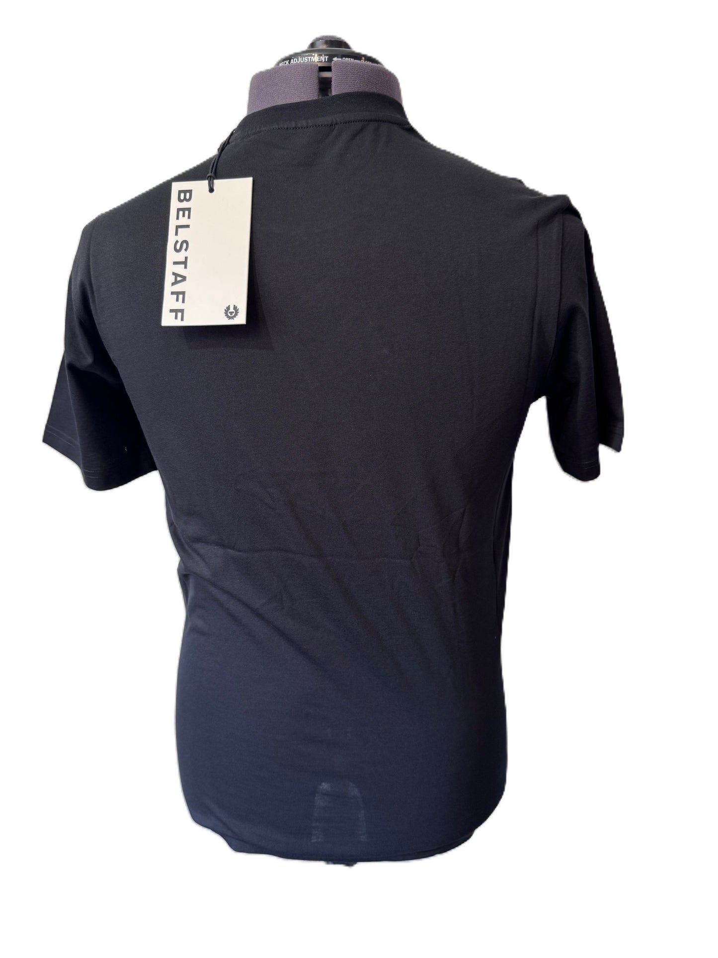 BELSTAFF BOX LOGO COTTON T-SHIRT BLACK MEDIUM RRP £60 BNWT
