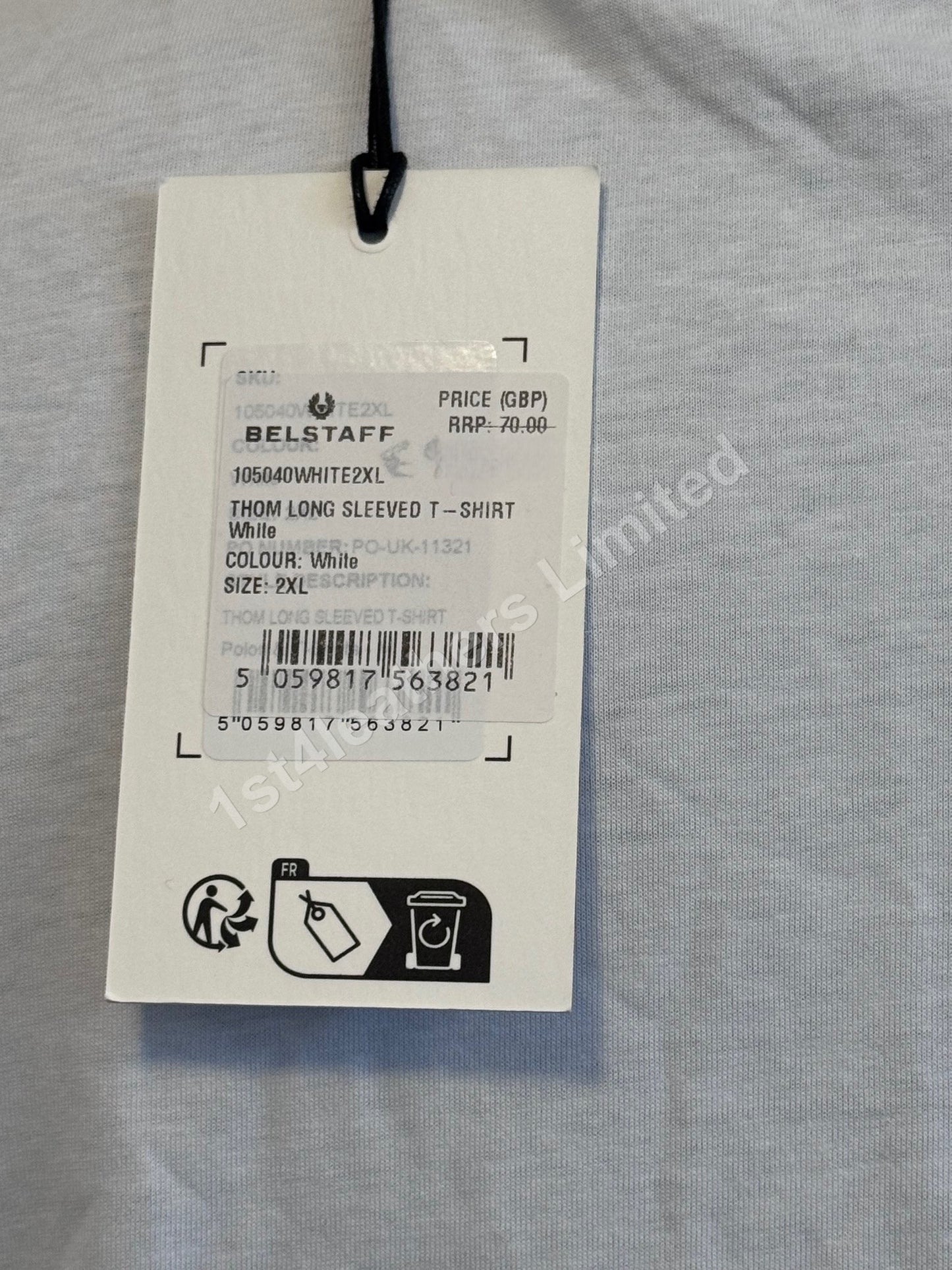 BELSTAFF THOM LONG SLEEVE COTTON POCKET T-SHIRT WHITE RRP £75 BNWT