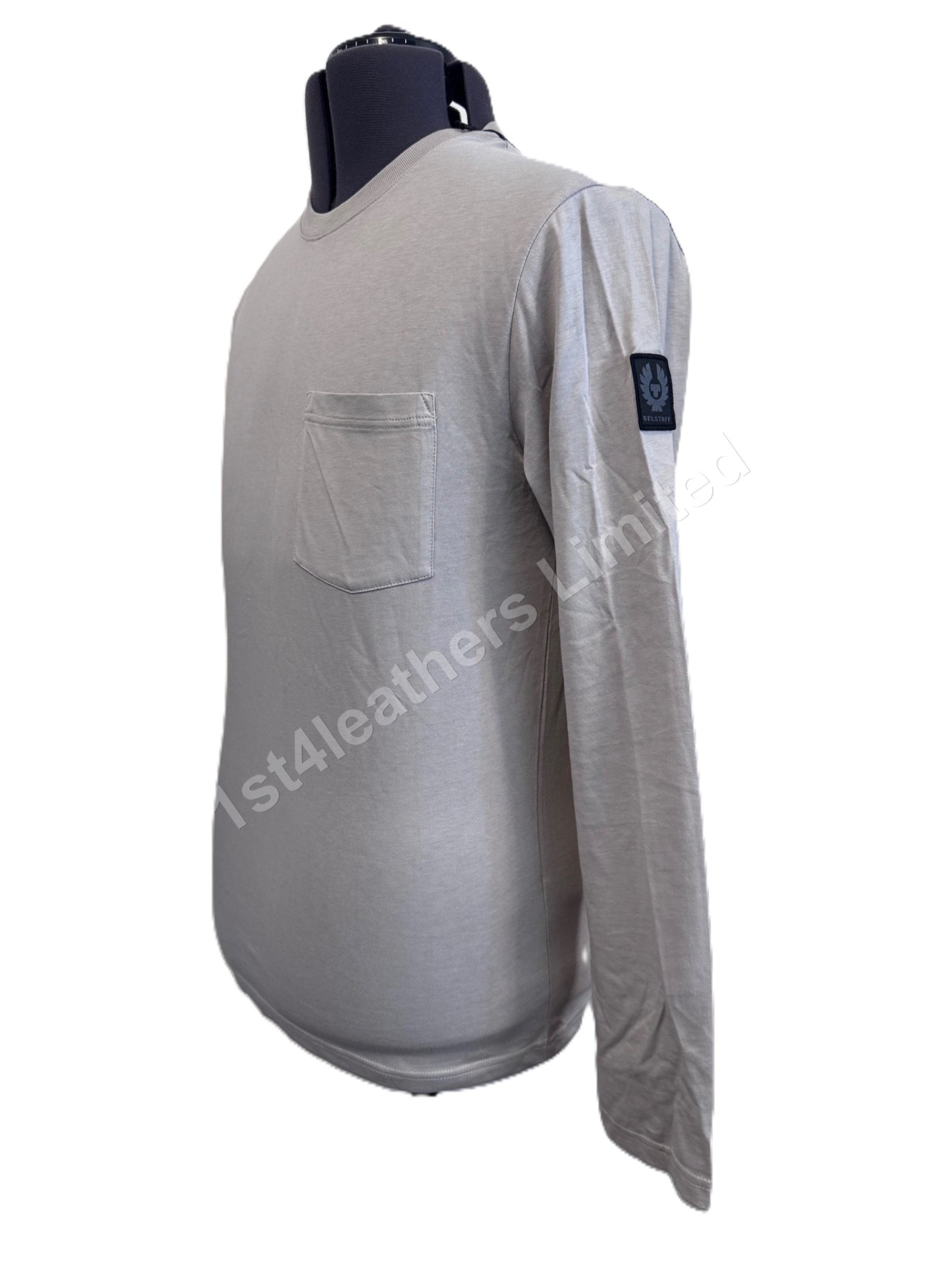 BELSTAFF THOM LONG SLEEVE COTTON T-SHIRT ASH GREY RRP £75 BNWT