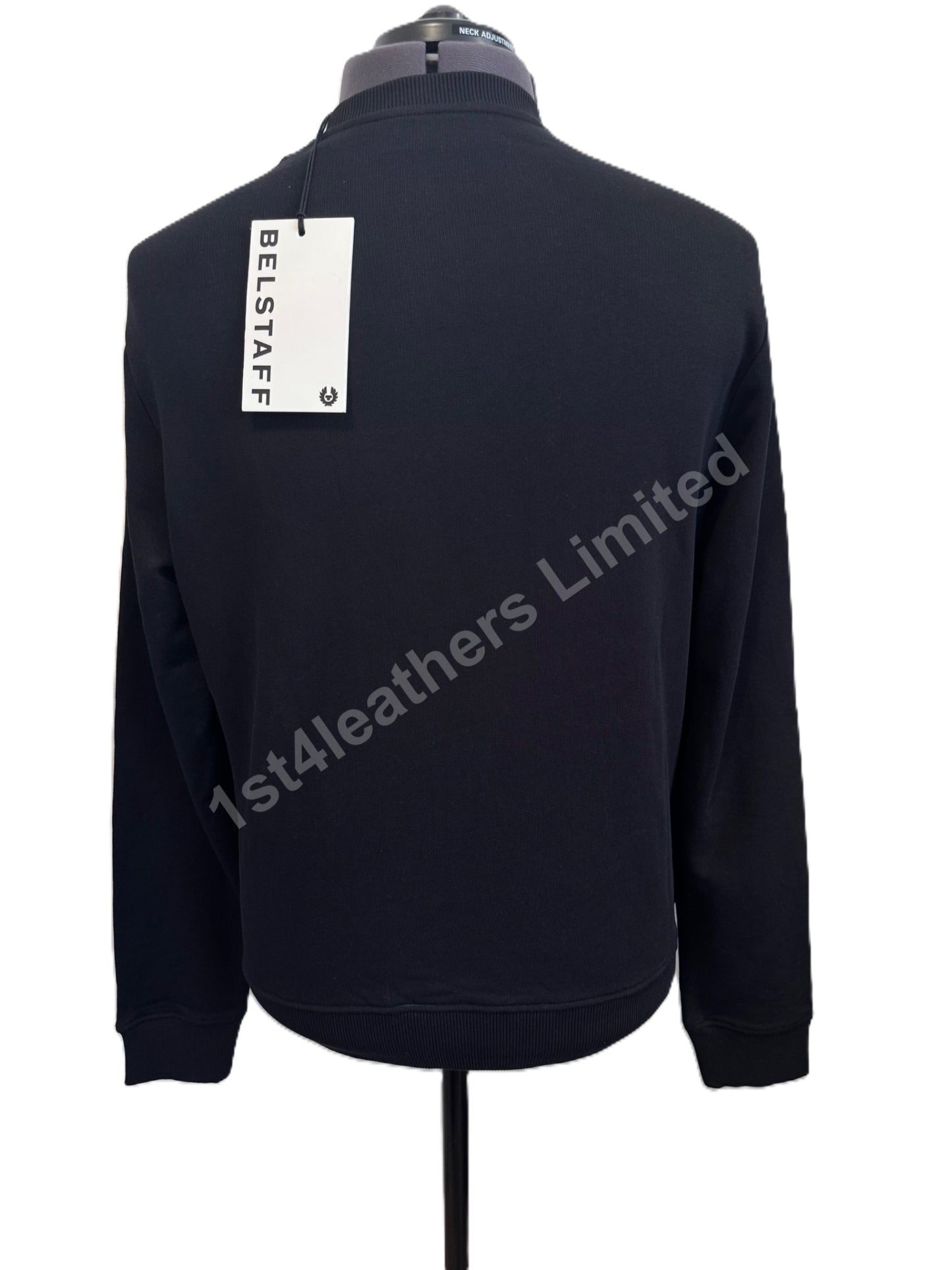 BELSTAFF BOX LOGO CREW NECK SWEATSHIRT BLACK RRP £140 BNWT