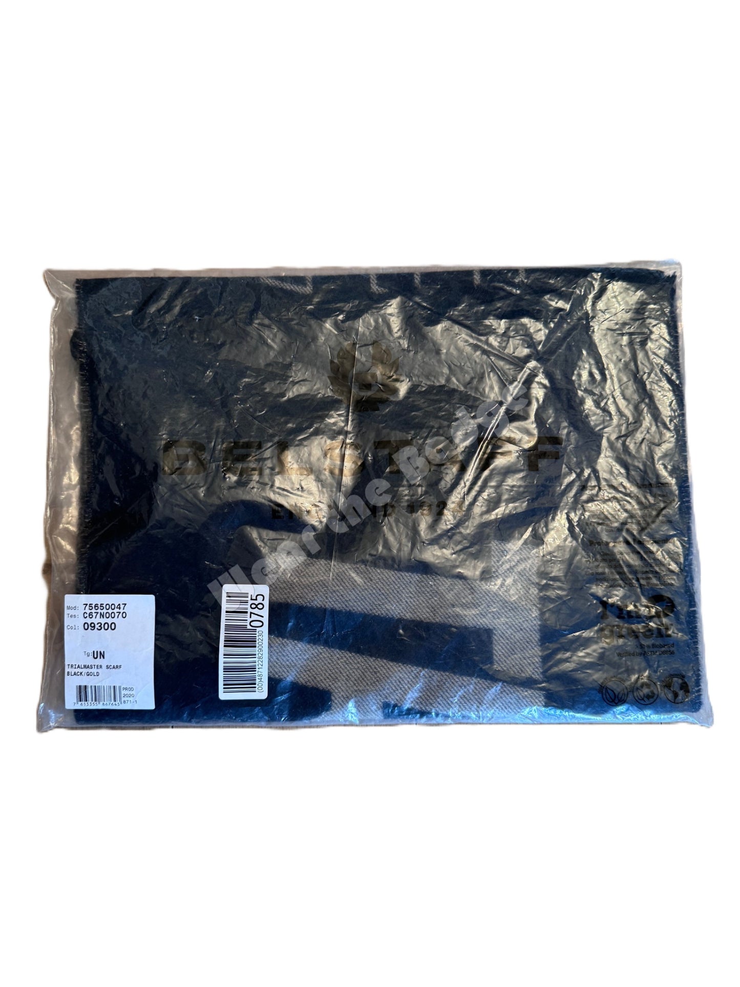 BELSTAFF TRIALMASTER BLACK & GOLD WOOL SCARF RRP £120 BNWT