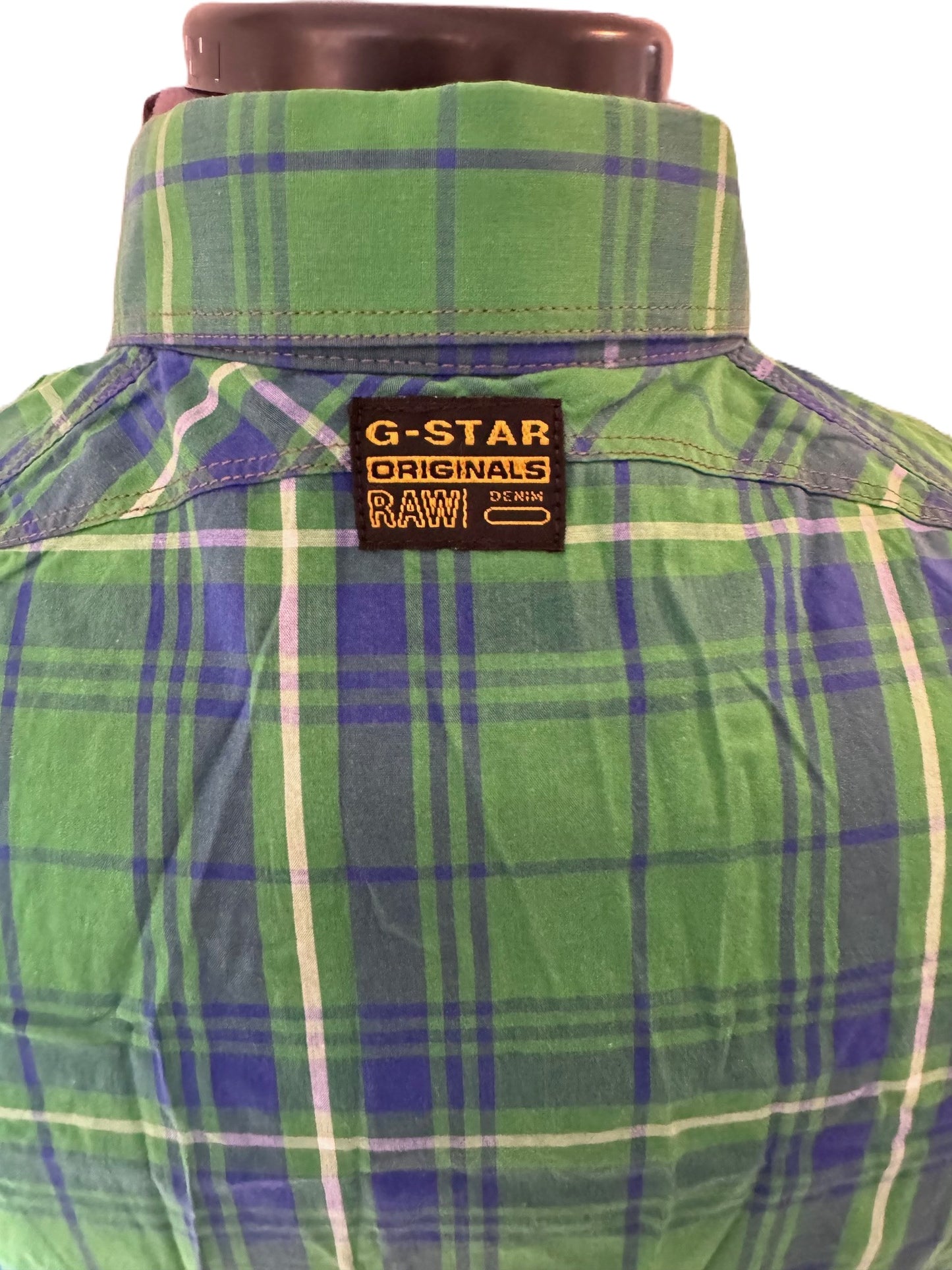 G STAR RAW GRANVILLE GREEN & BLUE CHECK LONG SLEEVE SHIRT SIZE S RRP £85 BNWT