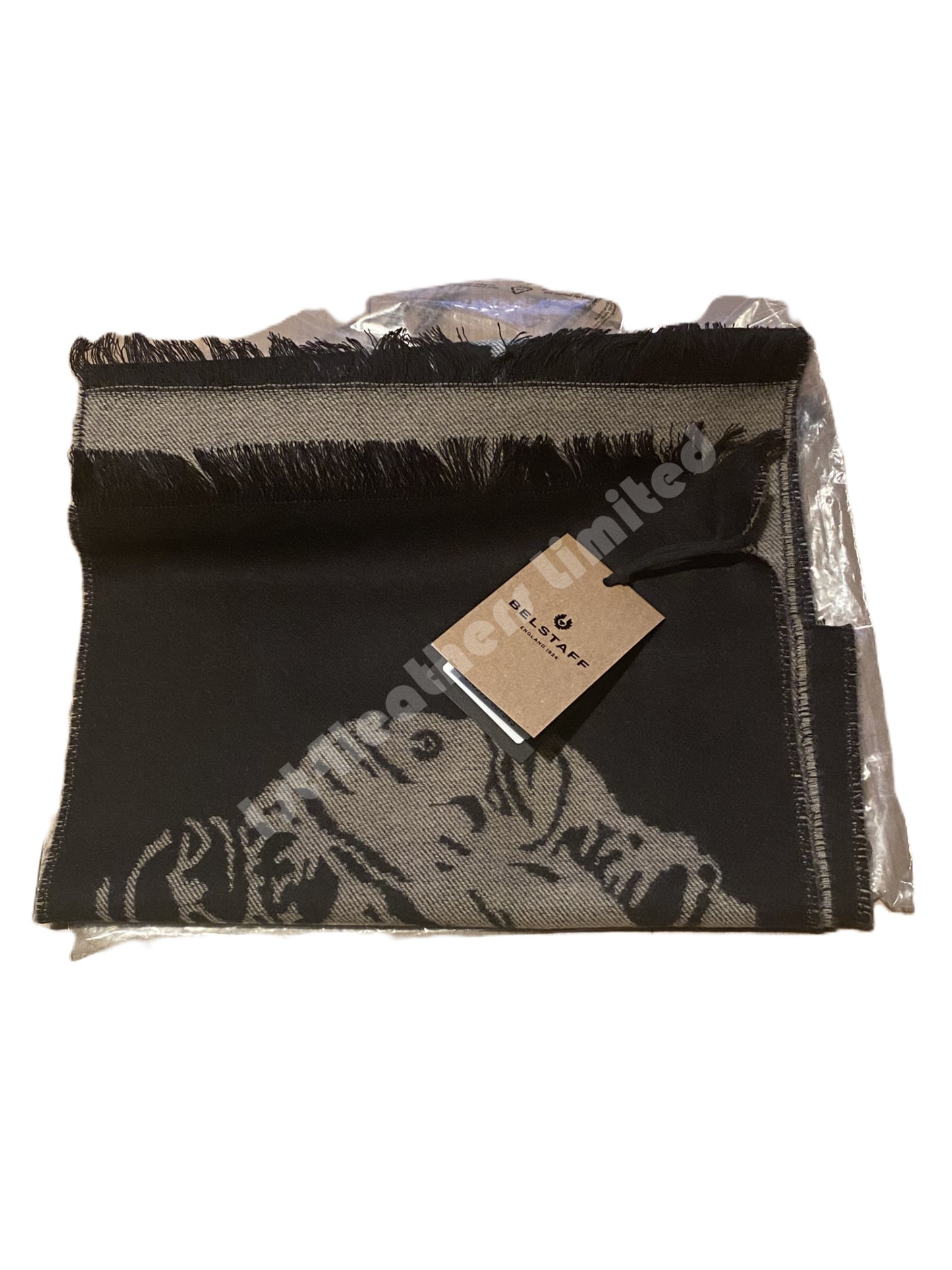 BELSTAFF TRIALMASTER BLACK & GOLD WOOL SCARF RRP £120 BNWT