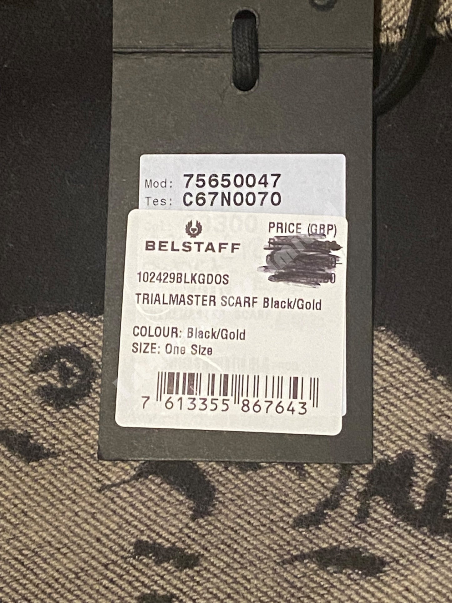 BELSTAFF TRIALMASTER BLACK & GOLD WOOL SCARF RRP £120 BNWT