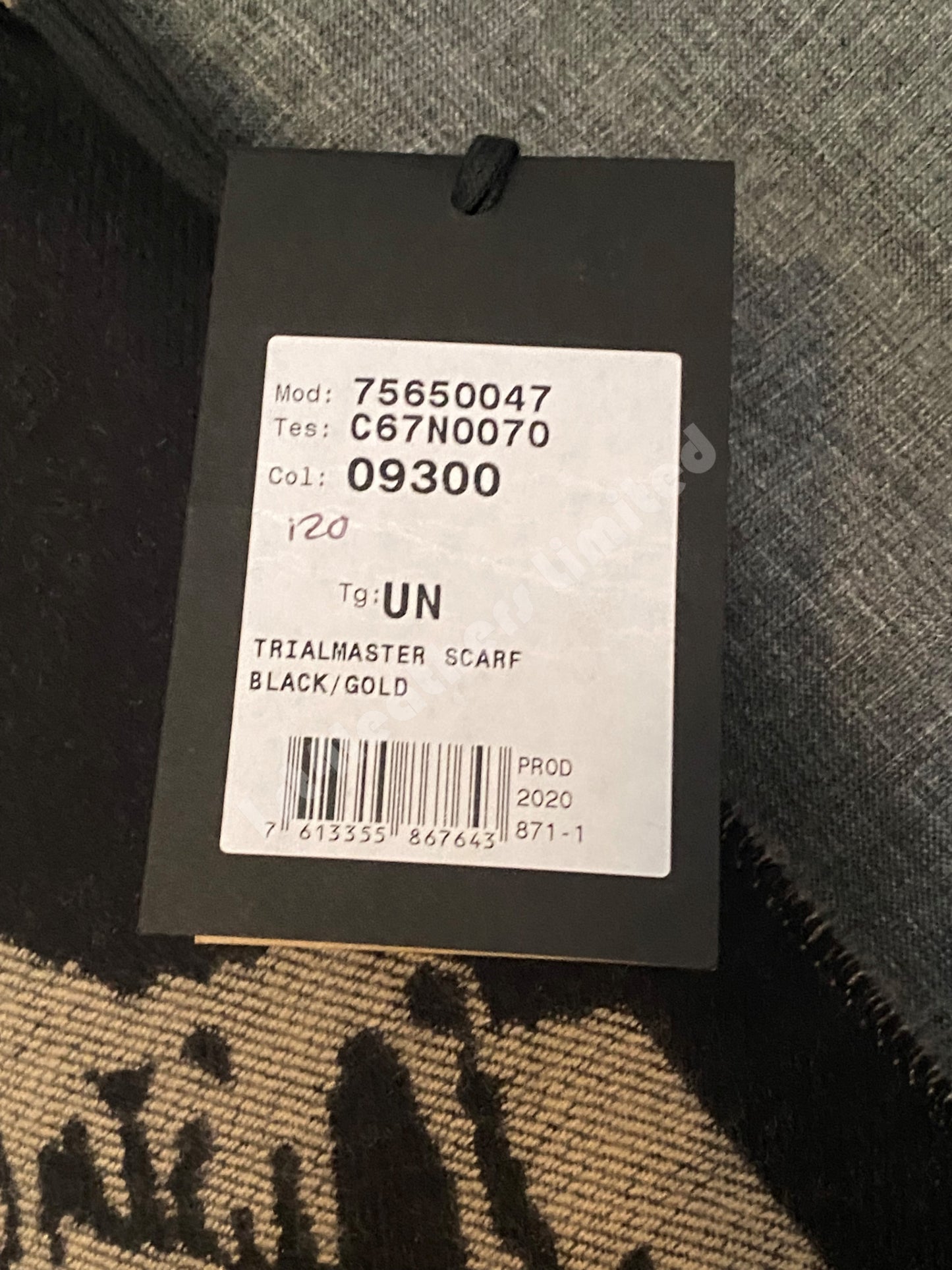 BELSTAFF TRIALMASTER BLACK & GOLD WOOL SCARF RRP £120 BNWT