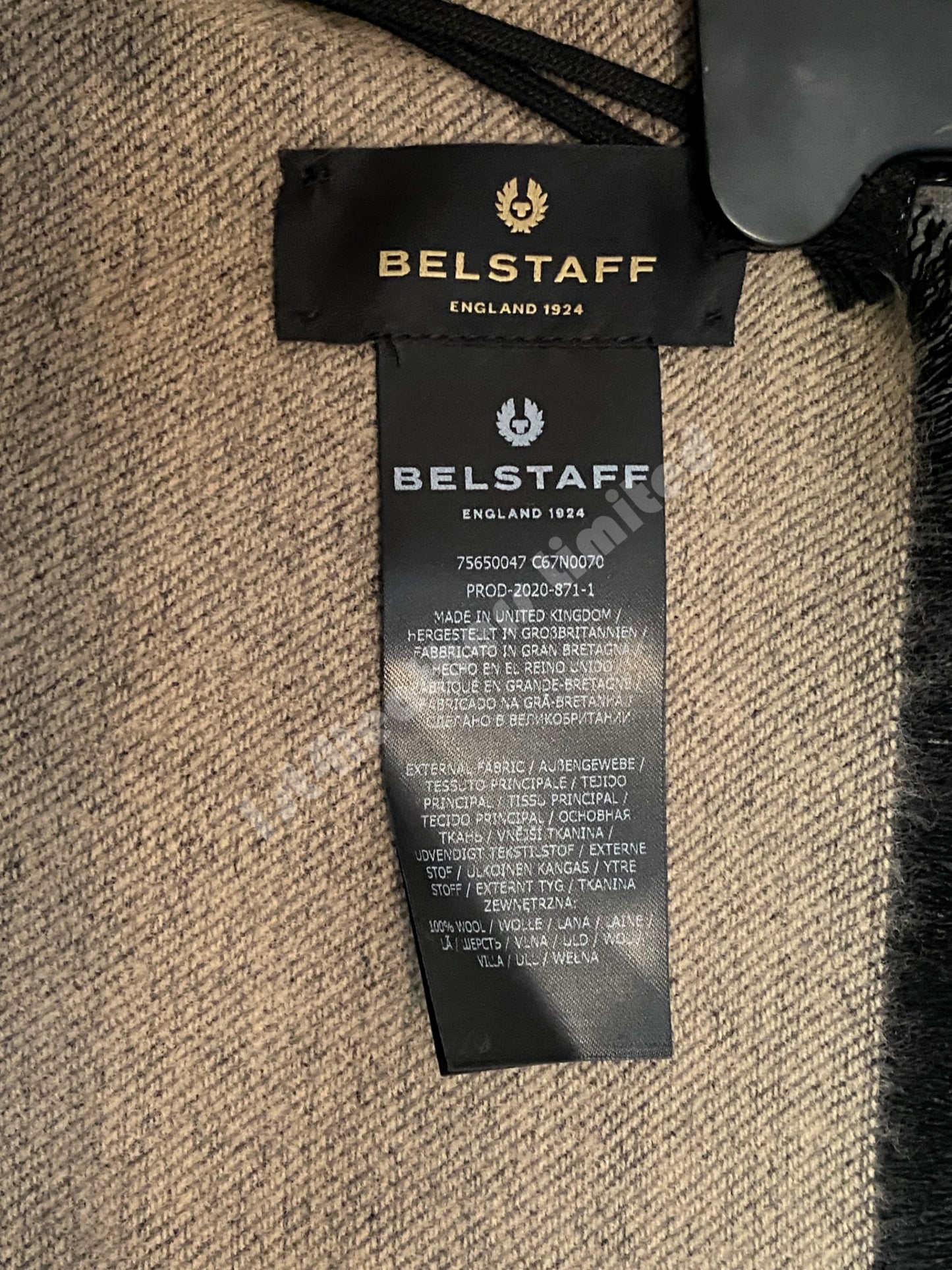 BELSTAFF TRIALMASTER BLACK & GOLD WOOL SCARF RRP £120 BNWT