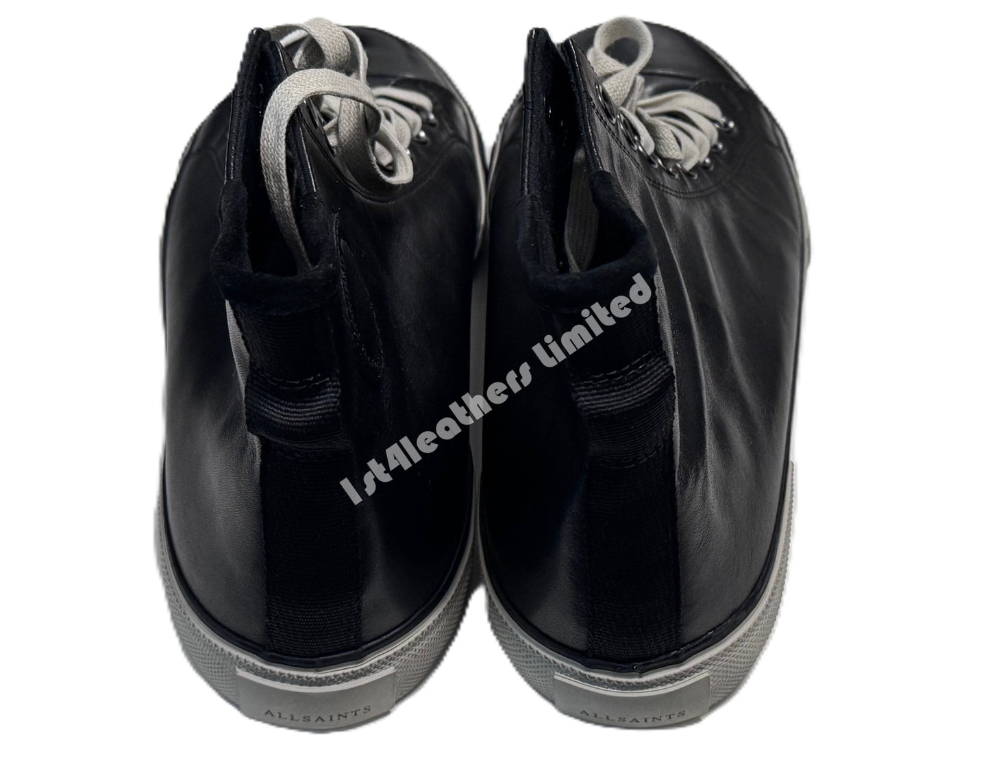ALLSAINTS OSUN HIGH TOP LEATHER TRAINERS BLACK UK 9 RRP £169 BRAND NEW IN BOX