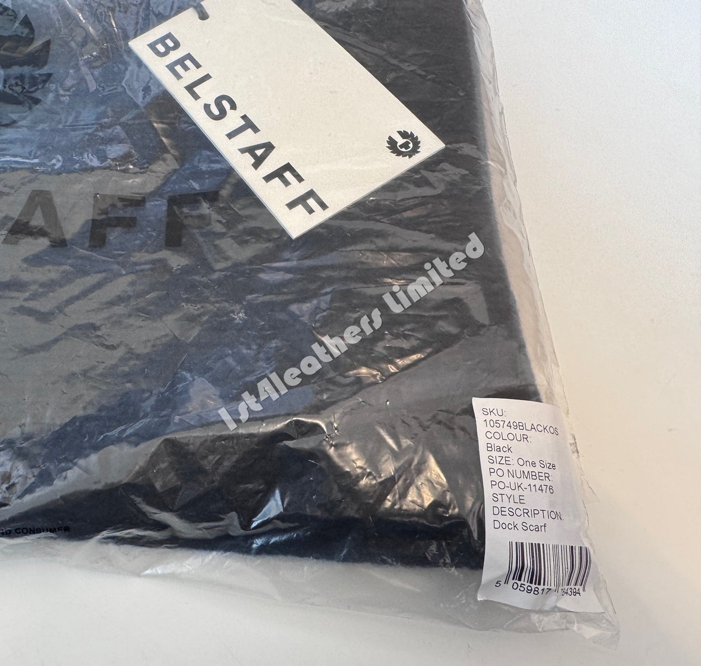BELSTAFF PHOENIX LOGO WOOL DOCK SCARF BLACK MADE IN UK RRP £100 BNWT