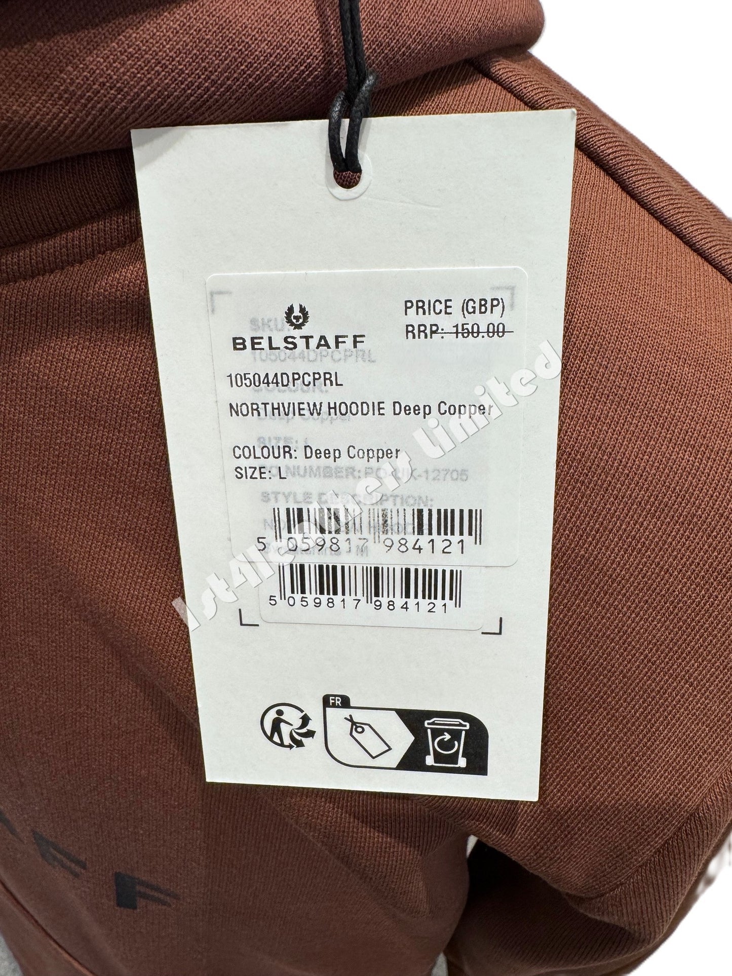 BELSTAFF NORTHVIEW COTTON FLEECE HOODIE SWEATSHIRT DEEP COPPER RRP £150 BNWT