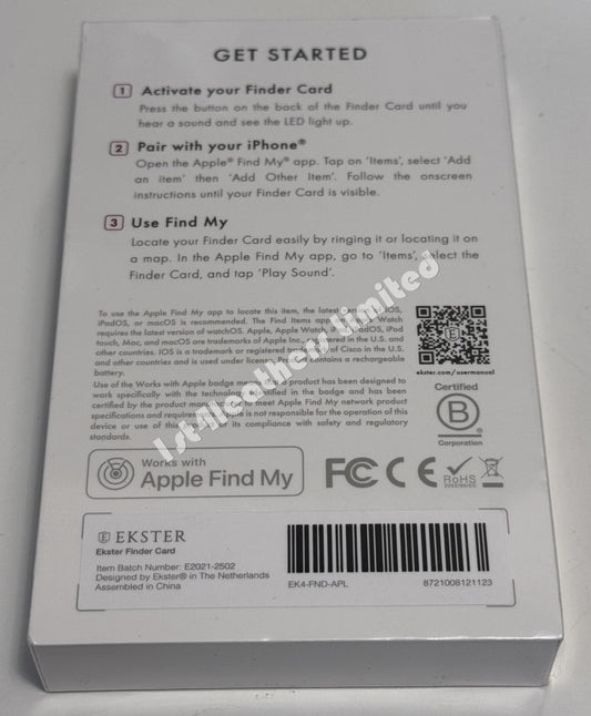 EKSTER APPLE FIND MY FINDER CARD FOR WALLETS & CARDHOLDERS RRP £49 BNIB
