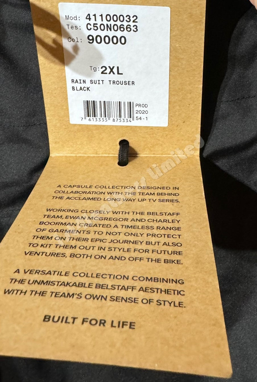 BELSTAFF LONG WAY UP MOTORCYCLE RAIN SUIT TROUSERS BLACK RRP £120 BNWT