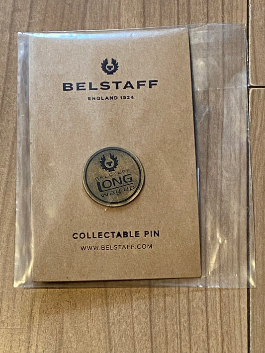 BELSTAFF LONG WAY UP BIKER COLLECTABLE CIRCULAR PIN BADGE BNWT