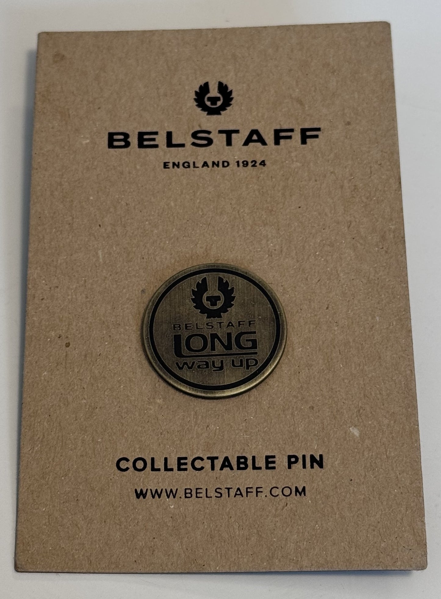 BELSTAFF LONG WAY UP COLLECTORS PIN BADGE BRASS/BLACK RRP £30 NEW
