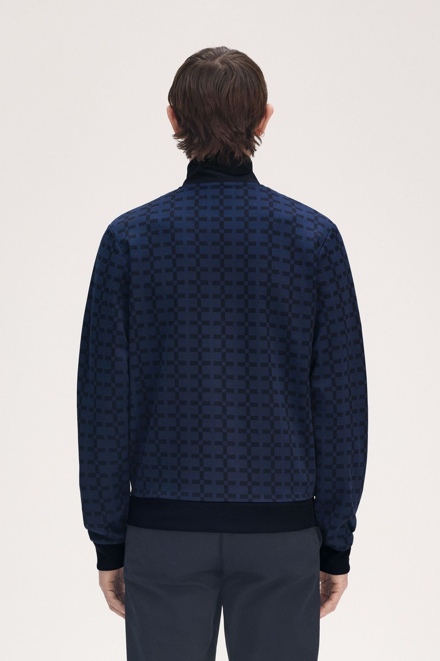 FRED PERRY JACQUARD GEOMETRIC PRINT TRACK JACKET NAVY BLUE 2XL RRP £175 BNWT