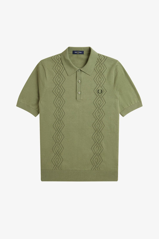 FRED PERRY POINTELLE KNITTED POLO SHIRT OLIVE MINT GREEN XL RRP £120 BNWT