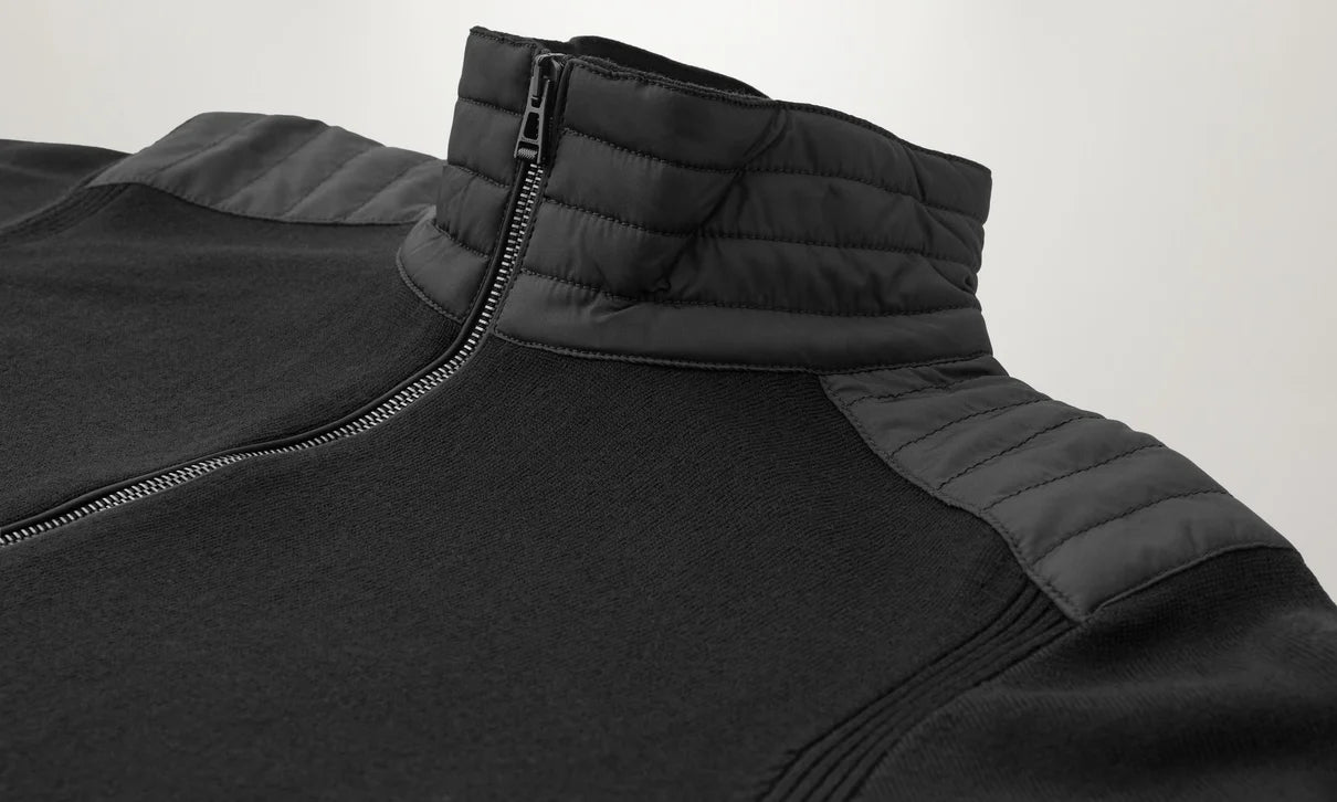 BELSTAFF KELBY MIXED MEDIA ZIP CARDIGAN JUMPER BLACK XL RRP £250 BNWT