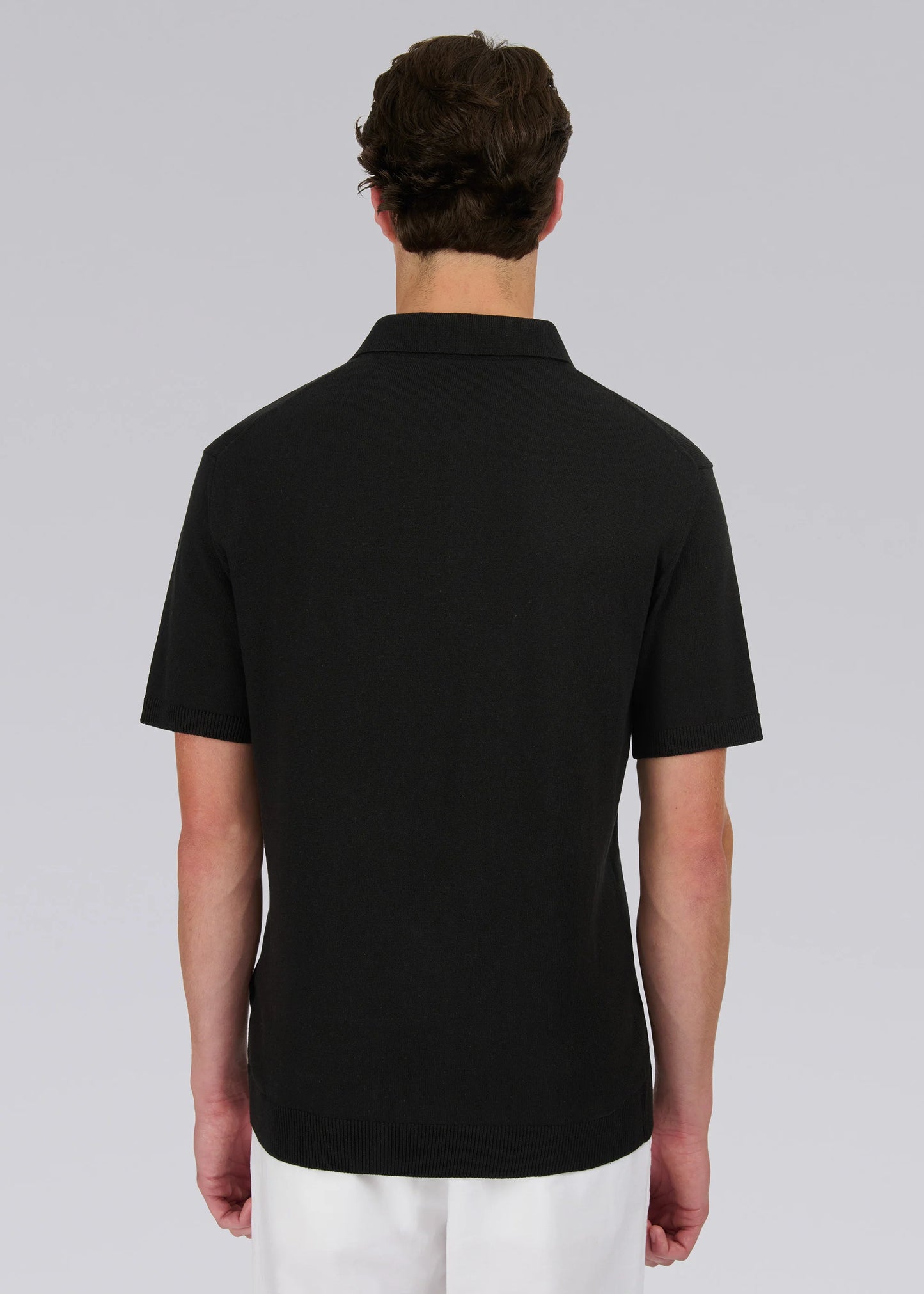 SANDBANKS ZIP UP KNITTED COTTON BLEND POLO SHIRT BLACK RRP £140 BNWT