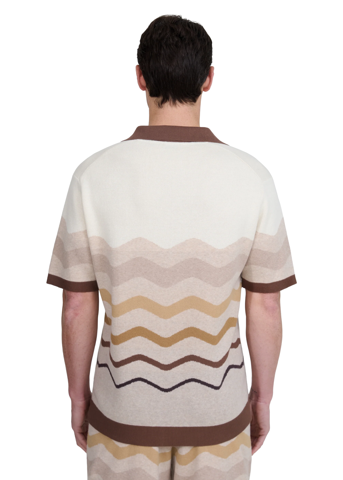 SANDBANKS GRADIENT WAVE KNITTED COTTON SHIRT STONE RRP £165 BNWT