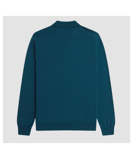 FRED PERRY MERINO WOOL BLEND KNIT POLO JUMPER DARK PETROL RRP £140 BNWT