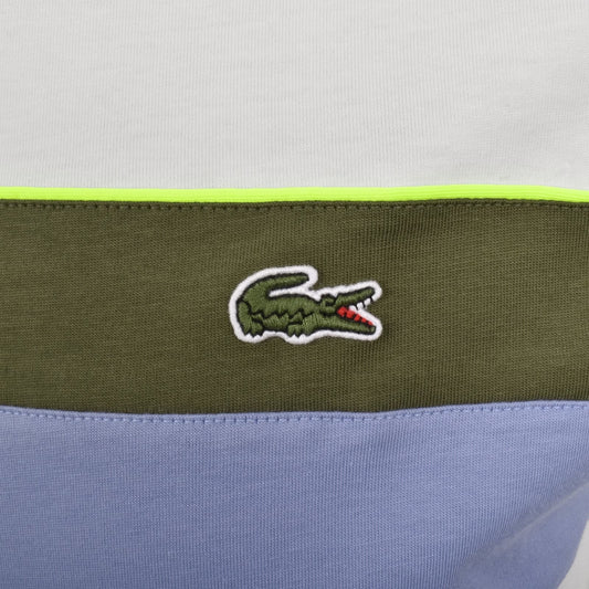 LACOSTE COLOUR BLOCK COTTON T-SHIRT WHITE RRP £60 BNWT