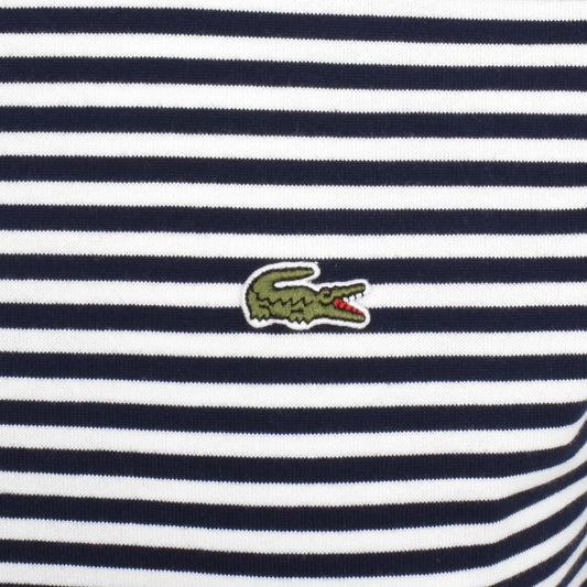 LACOSTE HEAVY COTTON STRIPED T-SHIRT NAVY BLUE/WHITE SIZE RRP £65 BNWT
